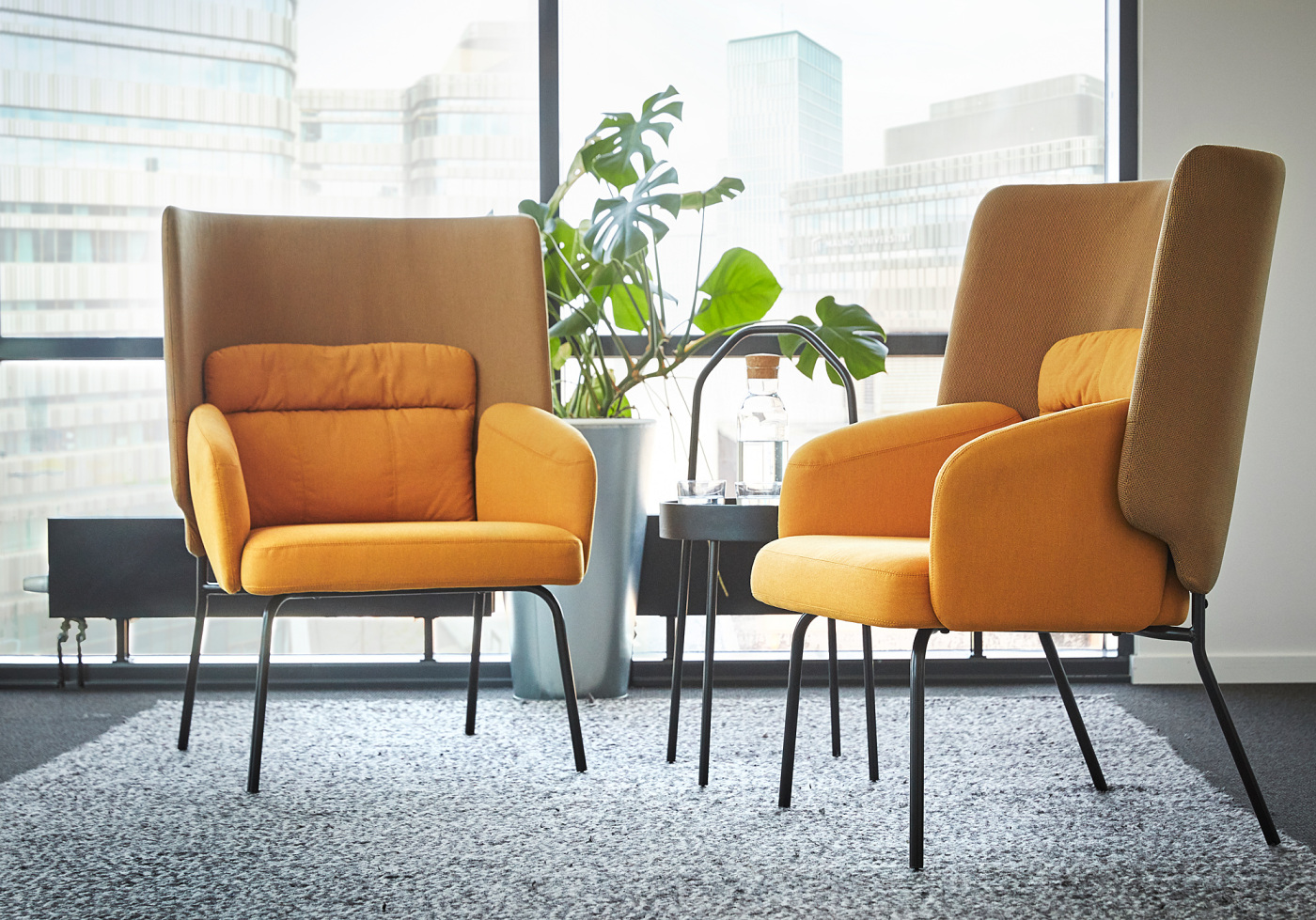 BINGSTA high-back armchair Vissle dark yellow/Kabusa dark yellow