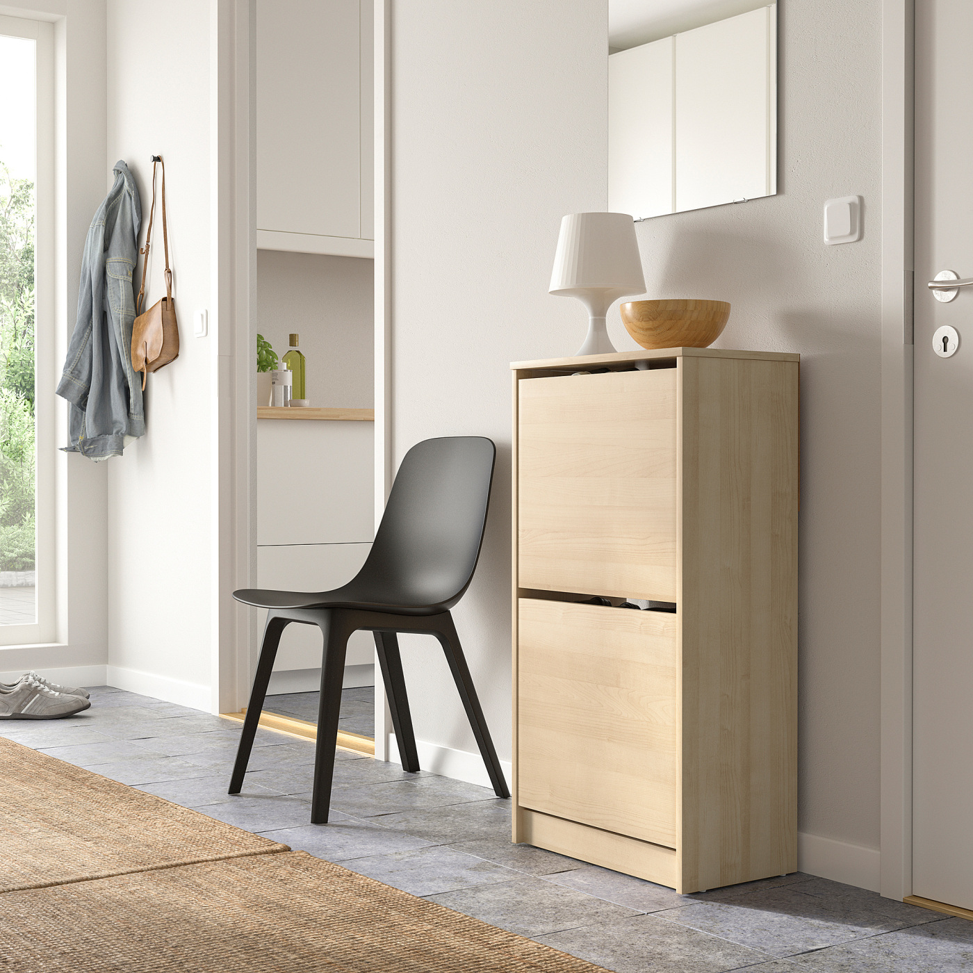 BISSA shoe cabinet with 2 compartments oak effect - IKEA