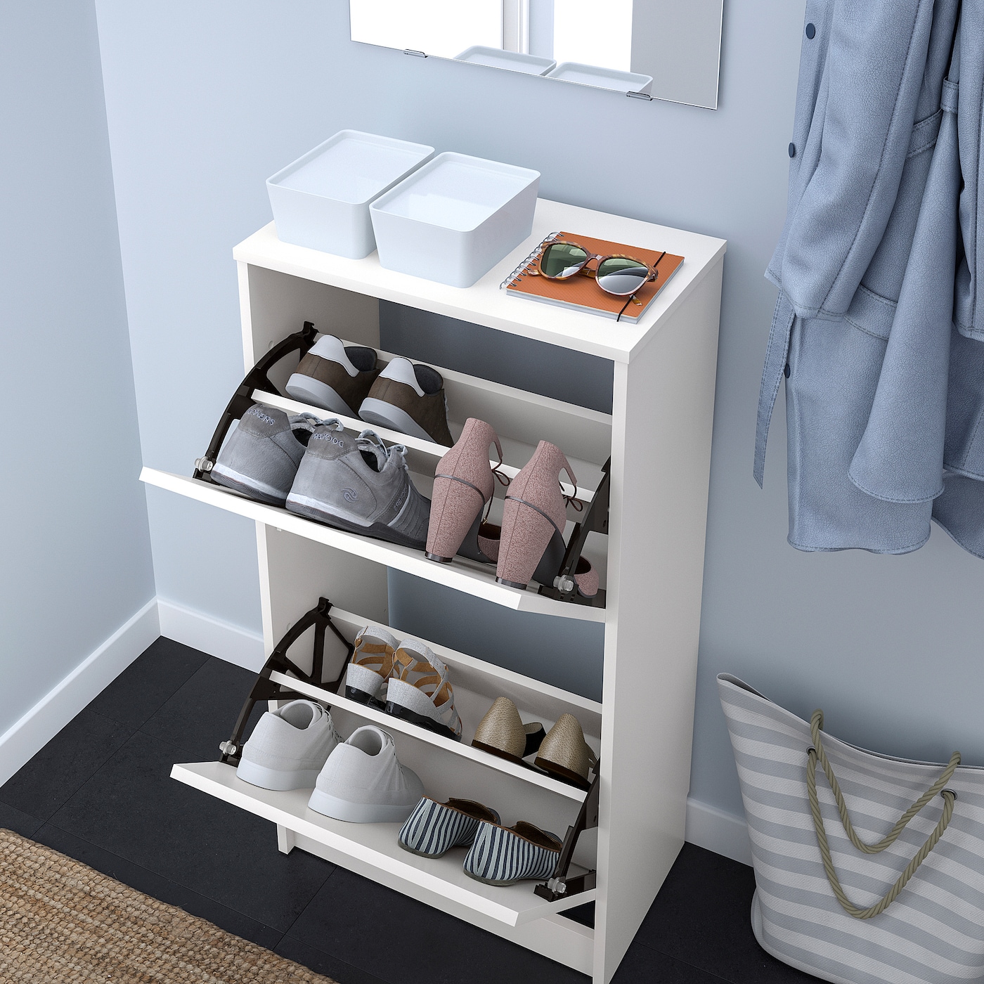 BISSA shoe cabinet with 2 compartments white IKEA