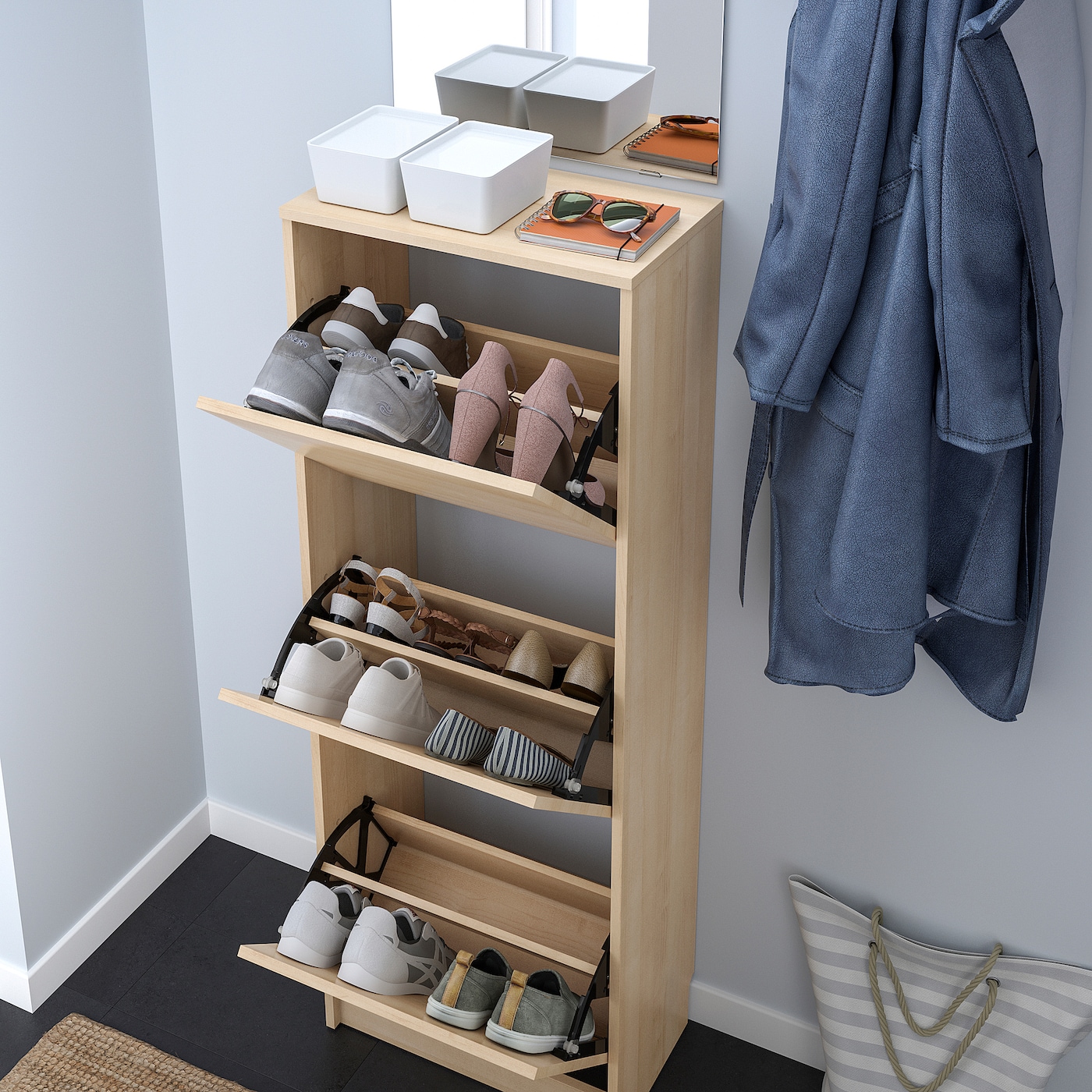Ikea bissa shoe cabinet with 3 compartments discount