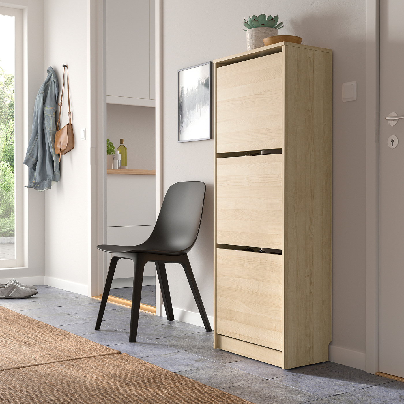 BISSA shoe cabinet with 3 compartments oak effect - IKEA