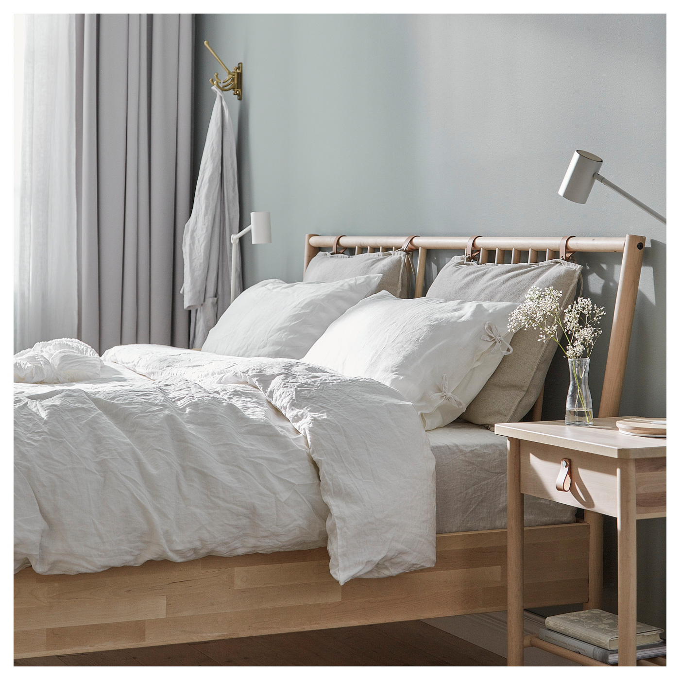 BJÖRKSNÄS bed frame birch/Luröy - IKEA