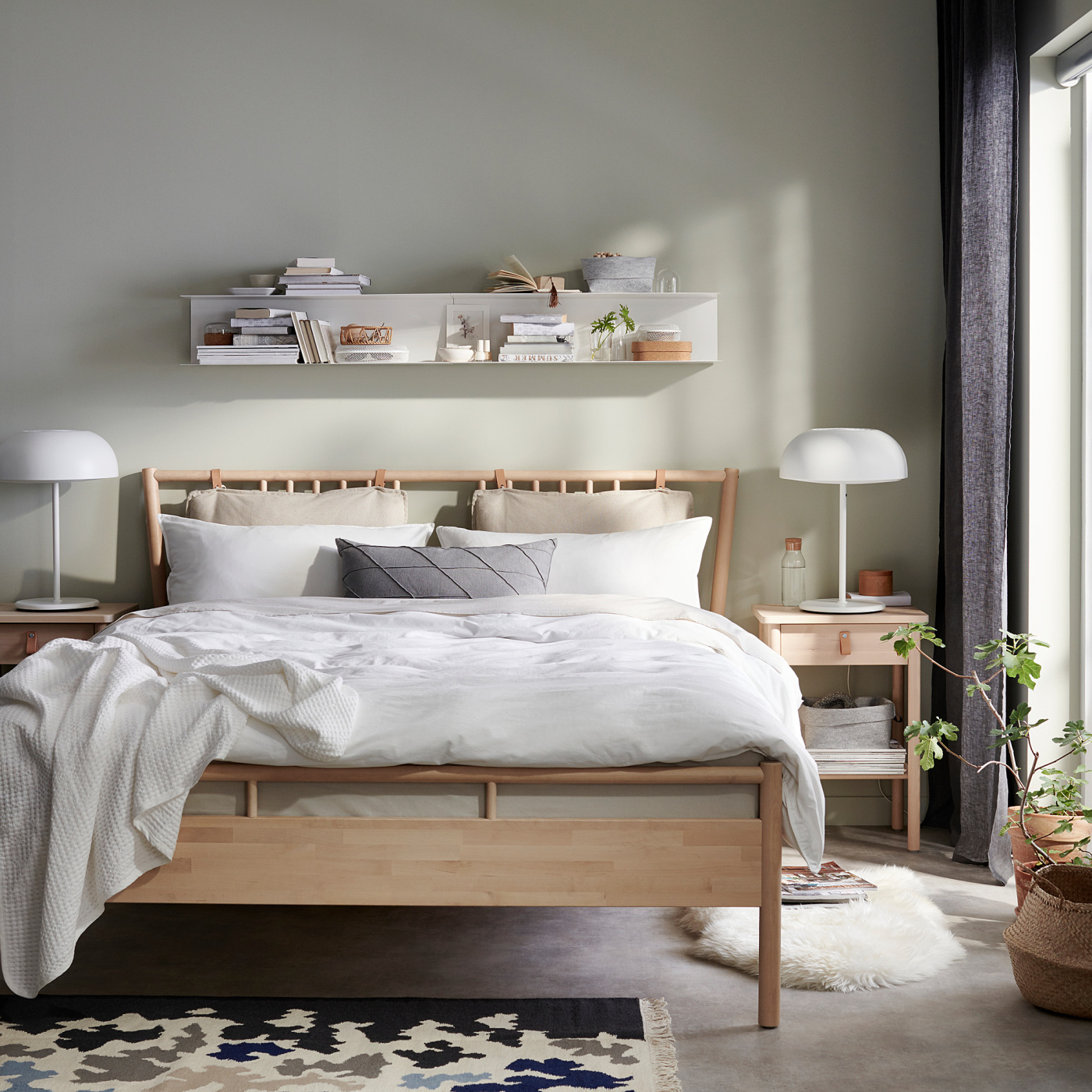 BJÖRKSNÄS bed frame birch/Luröy - IKEA
