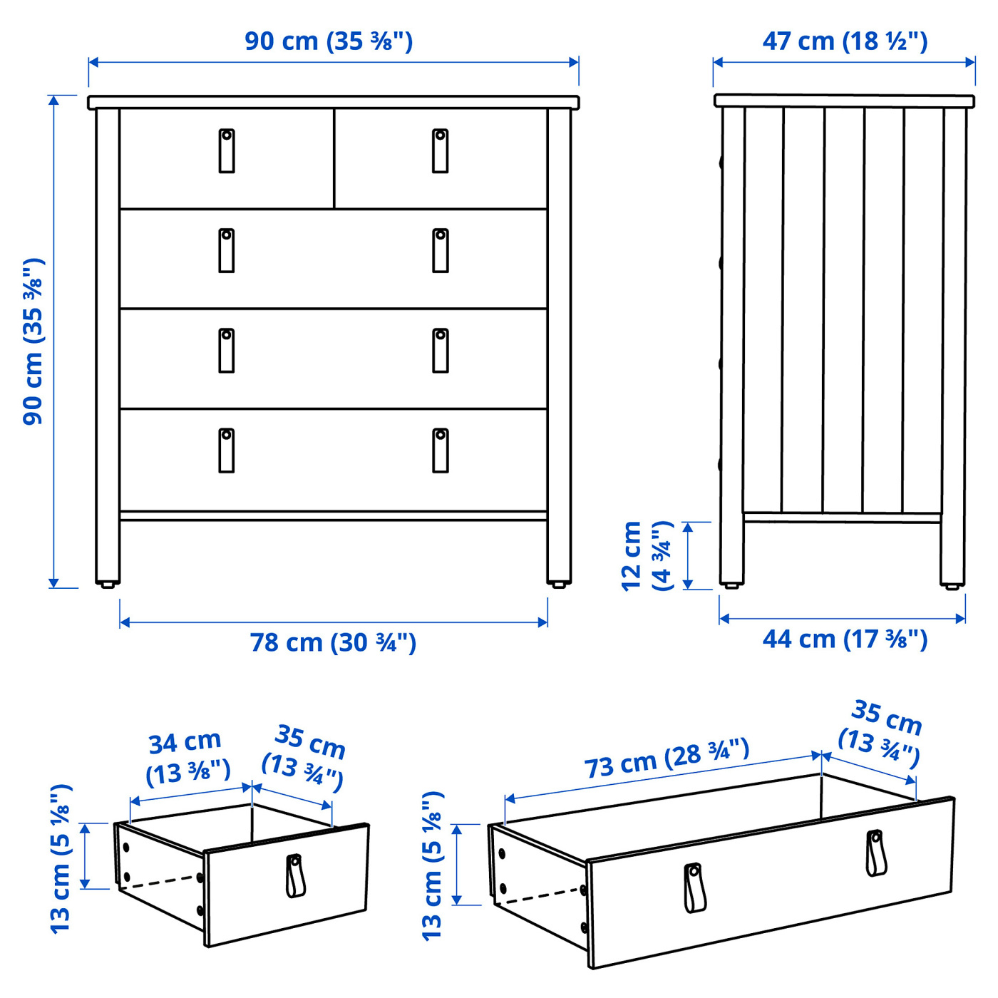 BJÖRKSNÄS chest of 5 drawers birch - IKEA