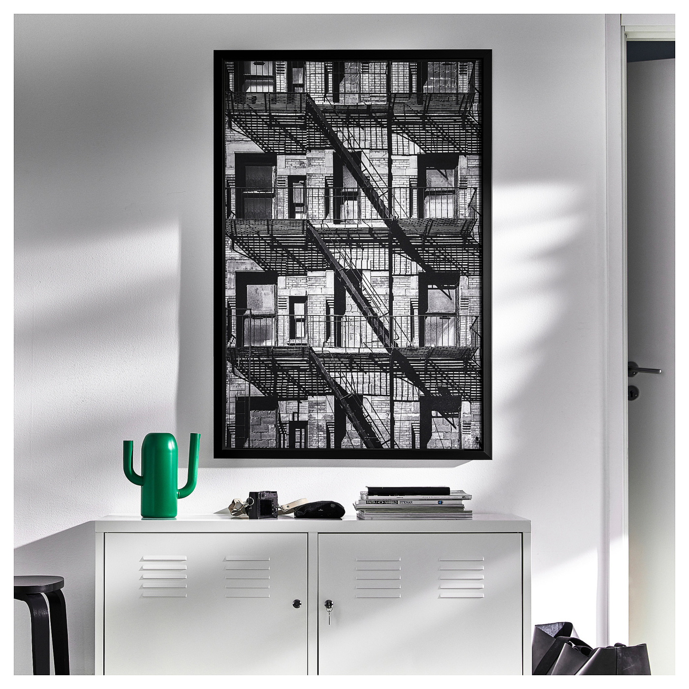 BJÖRKSTA picture with frame balconies/black - IKEA