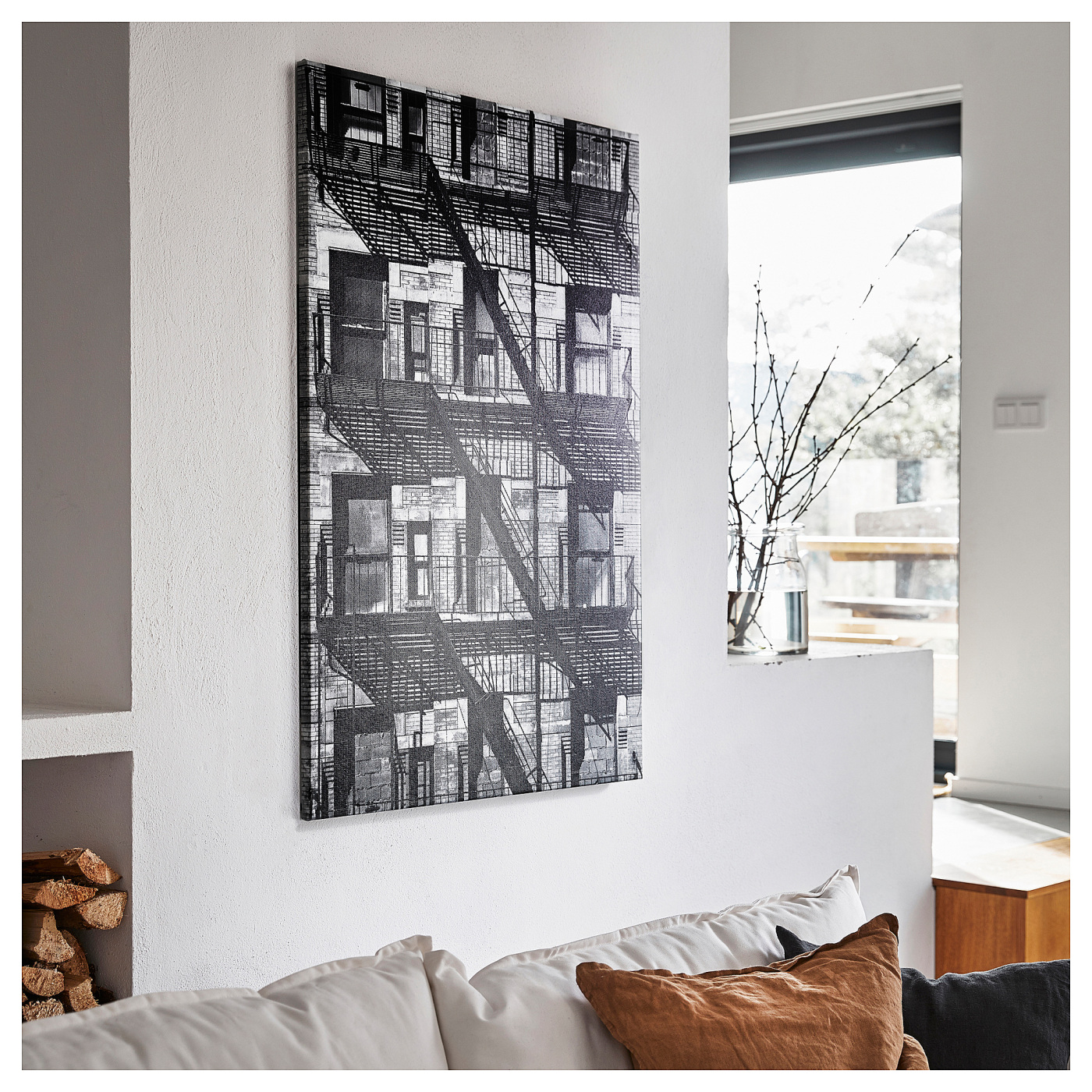 BJÖRKSTA picture with frame balconies/black - IKEA
