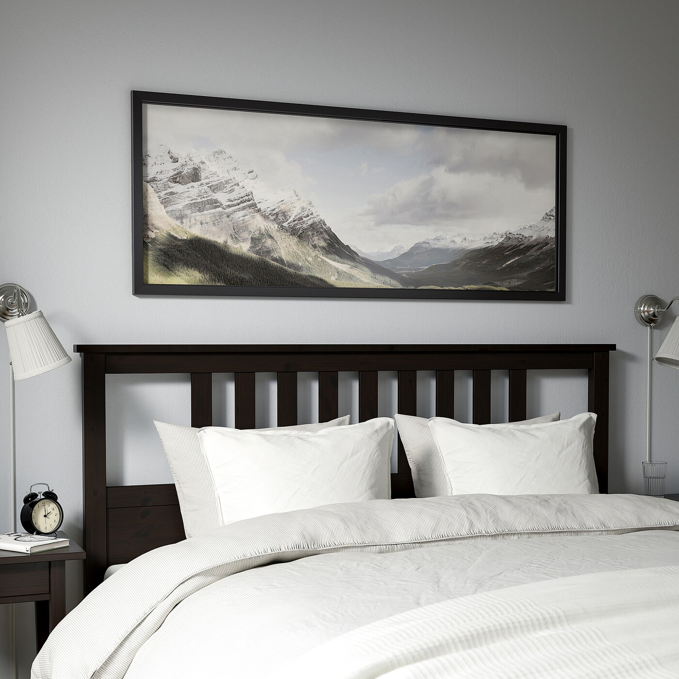 BJÖRKSTA picture with frame cliffs/black - IKEA