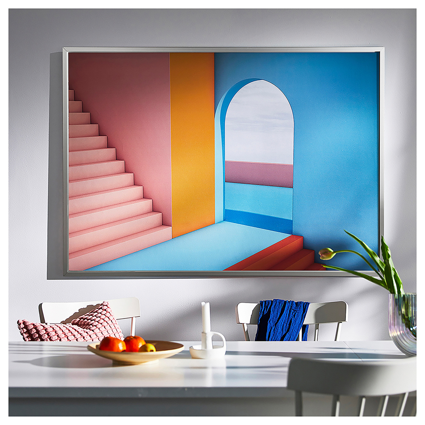 BJÖRKSTA picture with frame doorway/aluminium-colour - IKEA