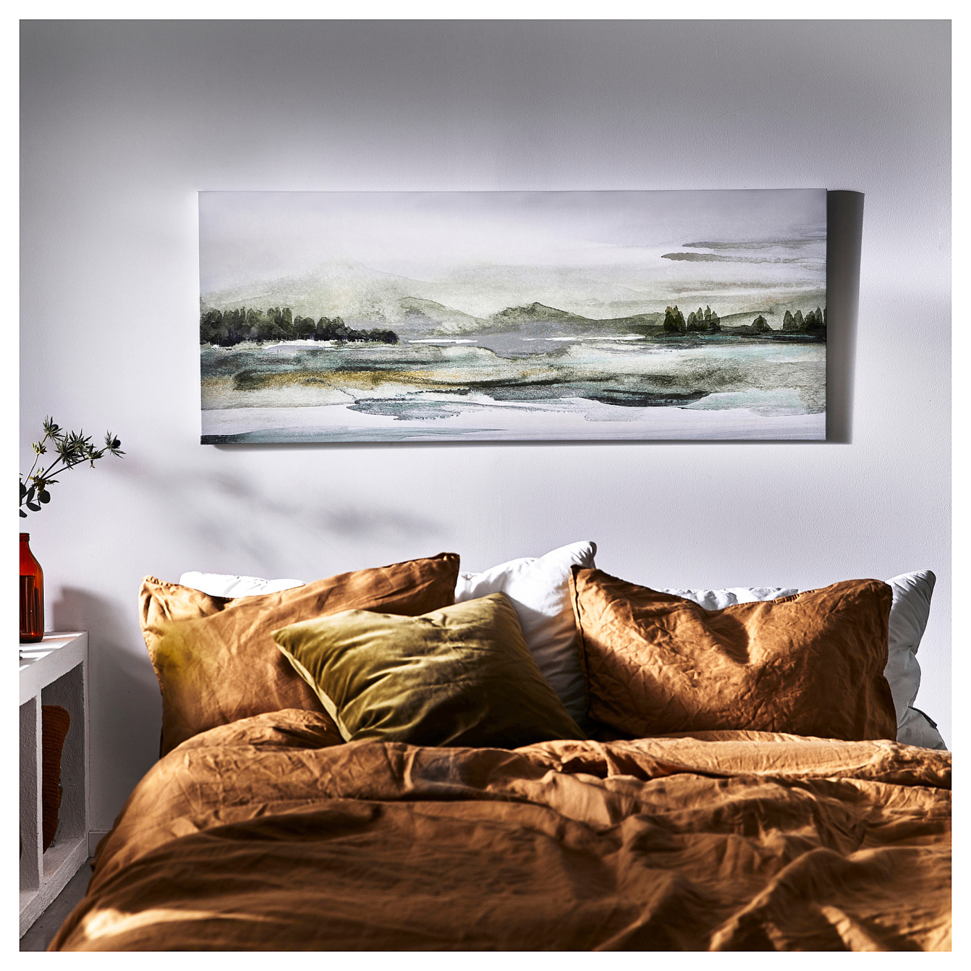 BJÖRKSTA picture with frame green nature/black - IKEA