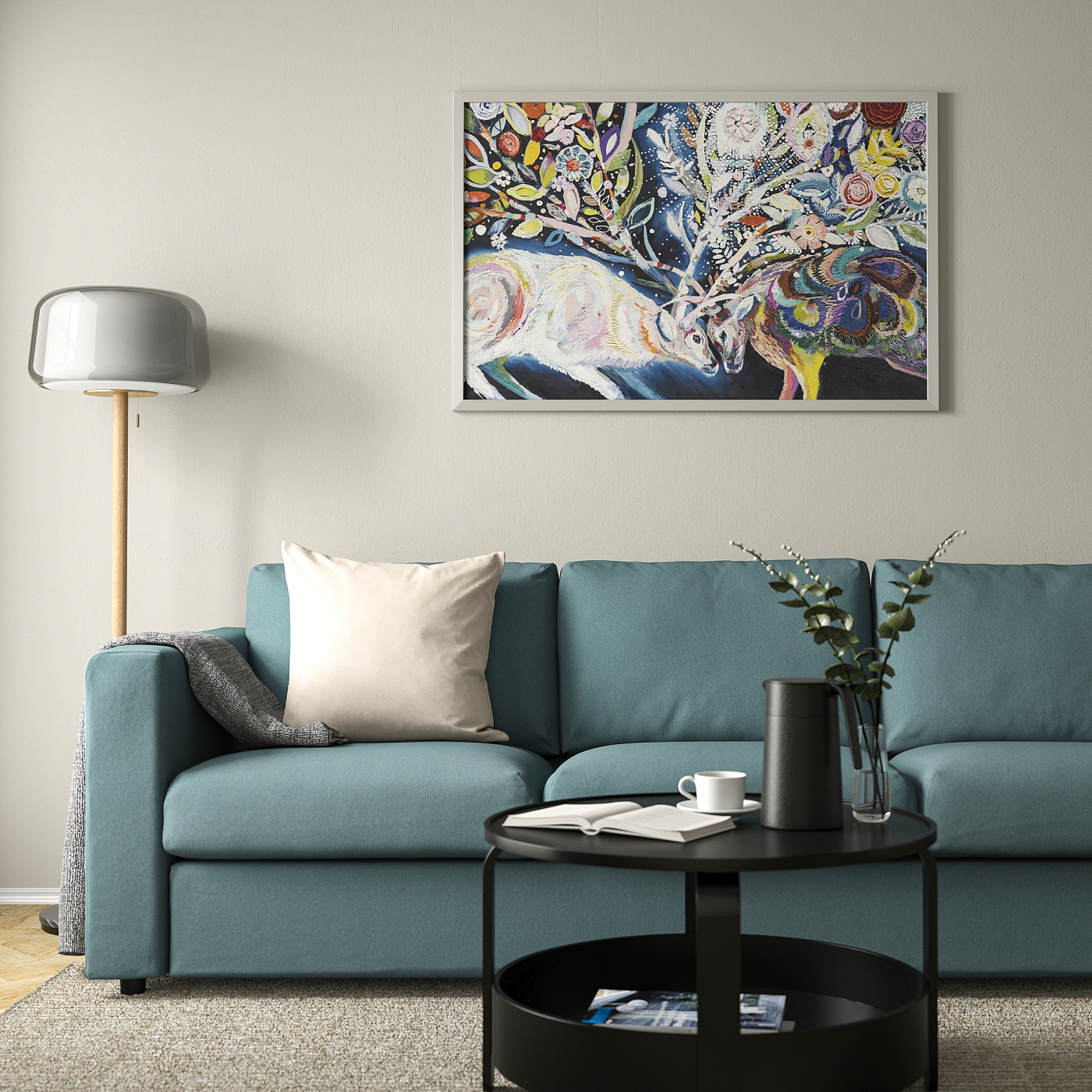BJÖRKSTA picture with frame head to head/aluminium-colour - IKEA