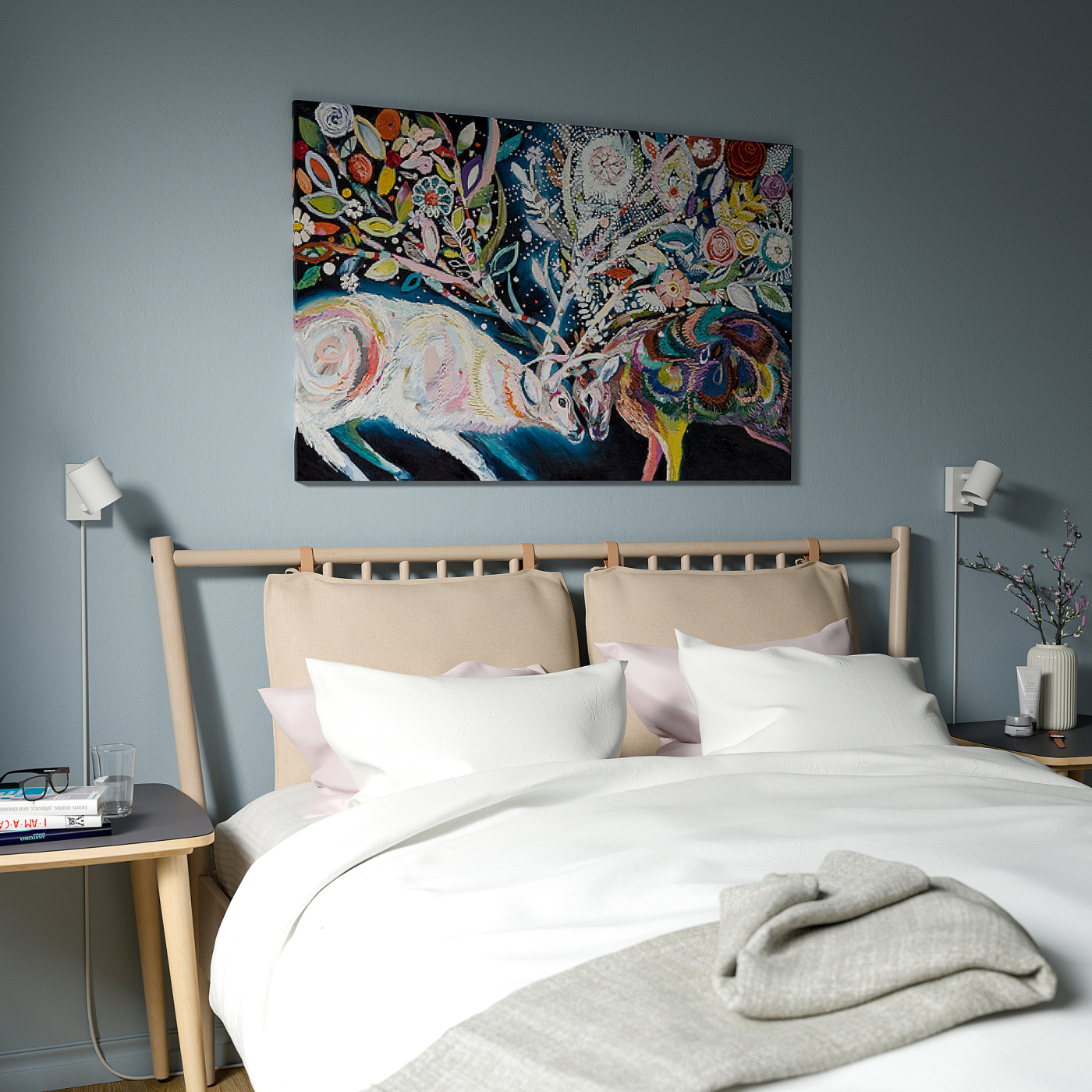 BJÖRKSTA picture with frame head to head/aluminium-colour - IKEA