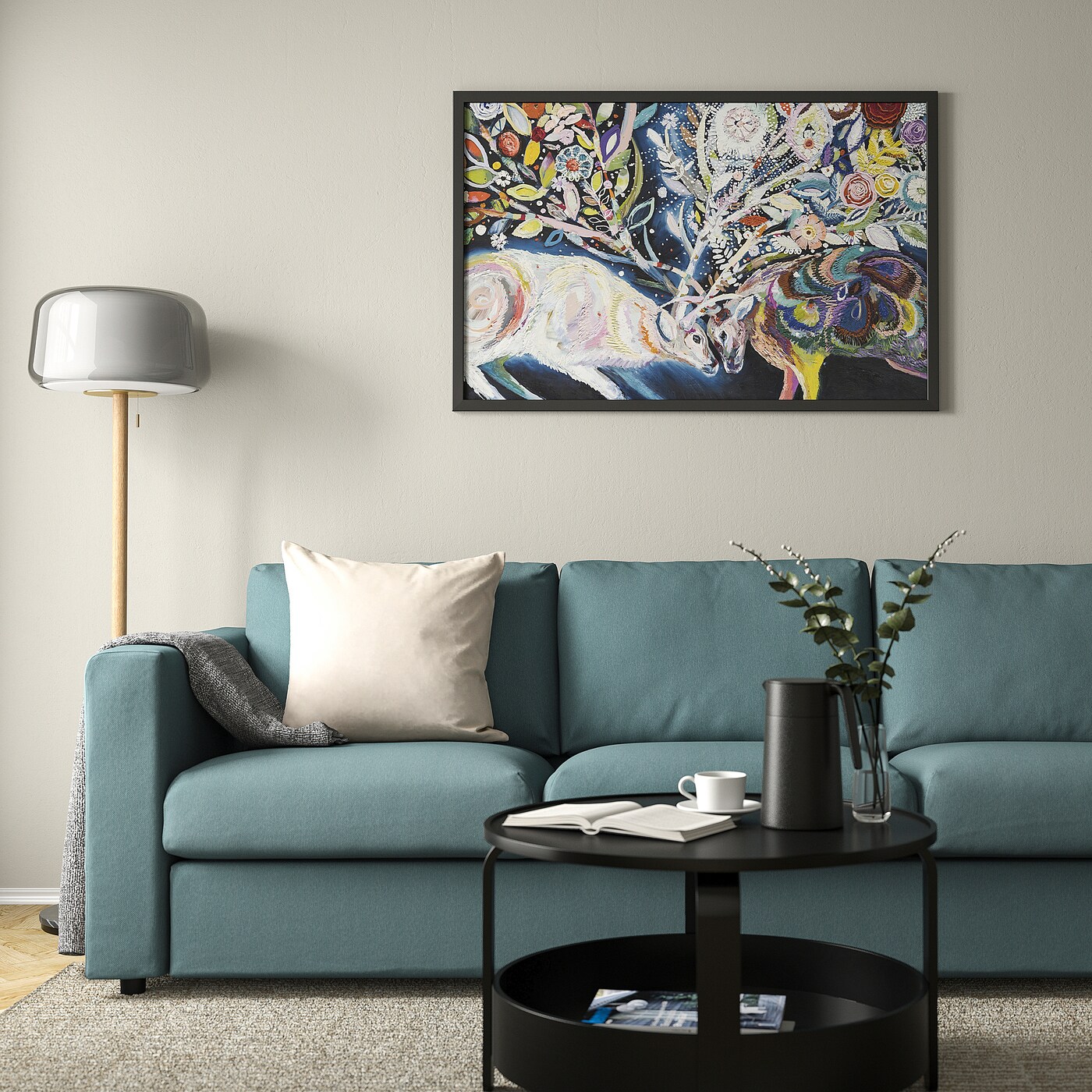 BJÖRKSTA picture with frame head to head/black - IKEA
