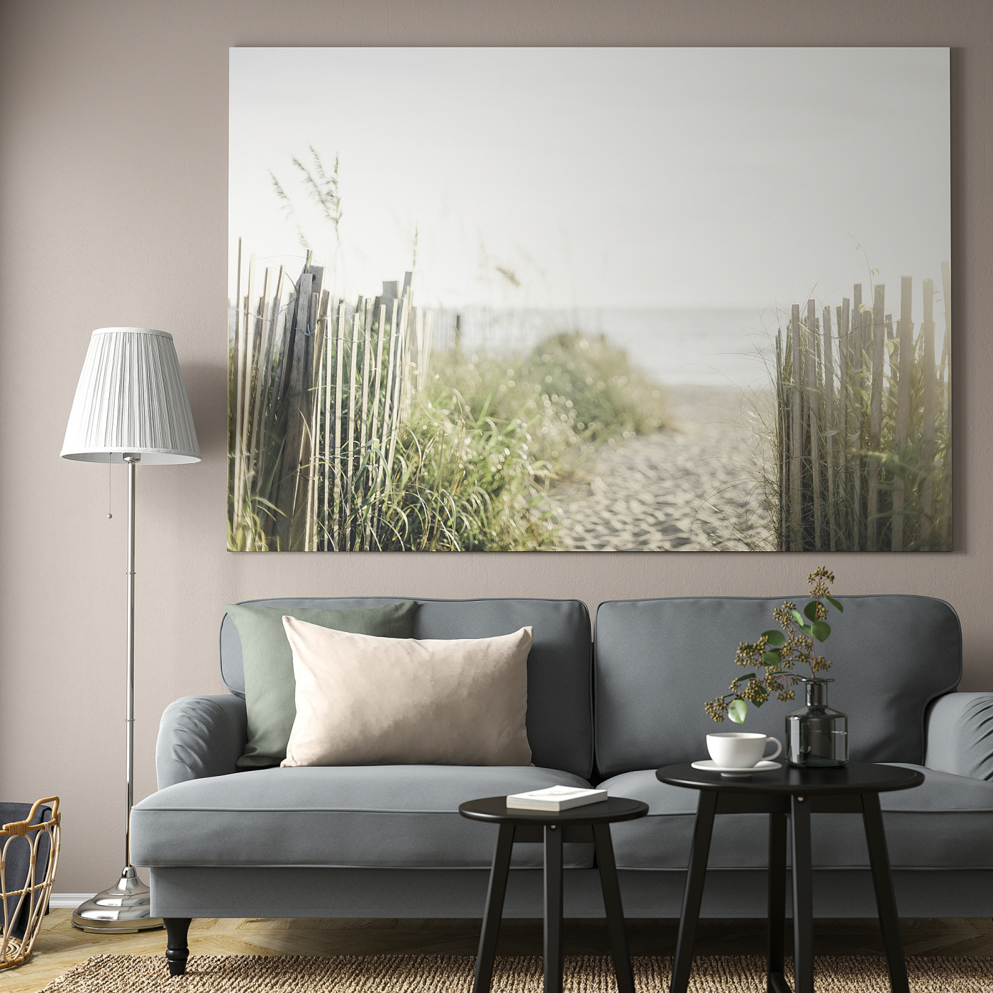 BJÖRKSTA picture with frame path to the beach/aluminium-colour - IKEA BJÖRKSTA picture with frame path to the beach/aluminium-colour - IKEA