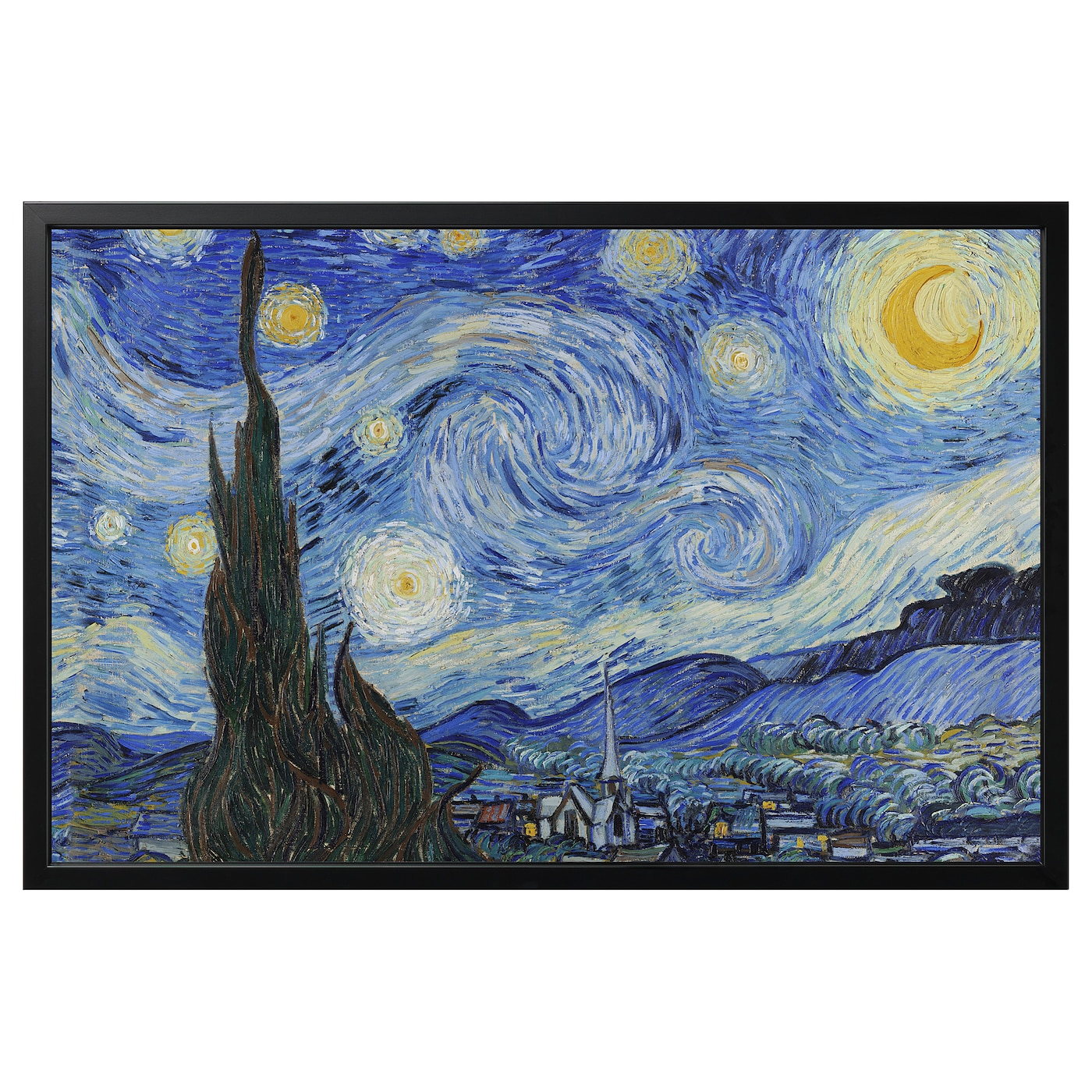 IKEA 絵画 BJÖRKSTA picture with frame Starry Night/black - IKEA