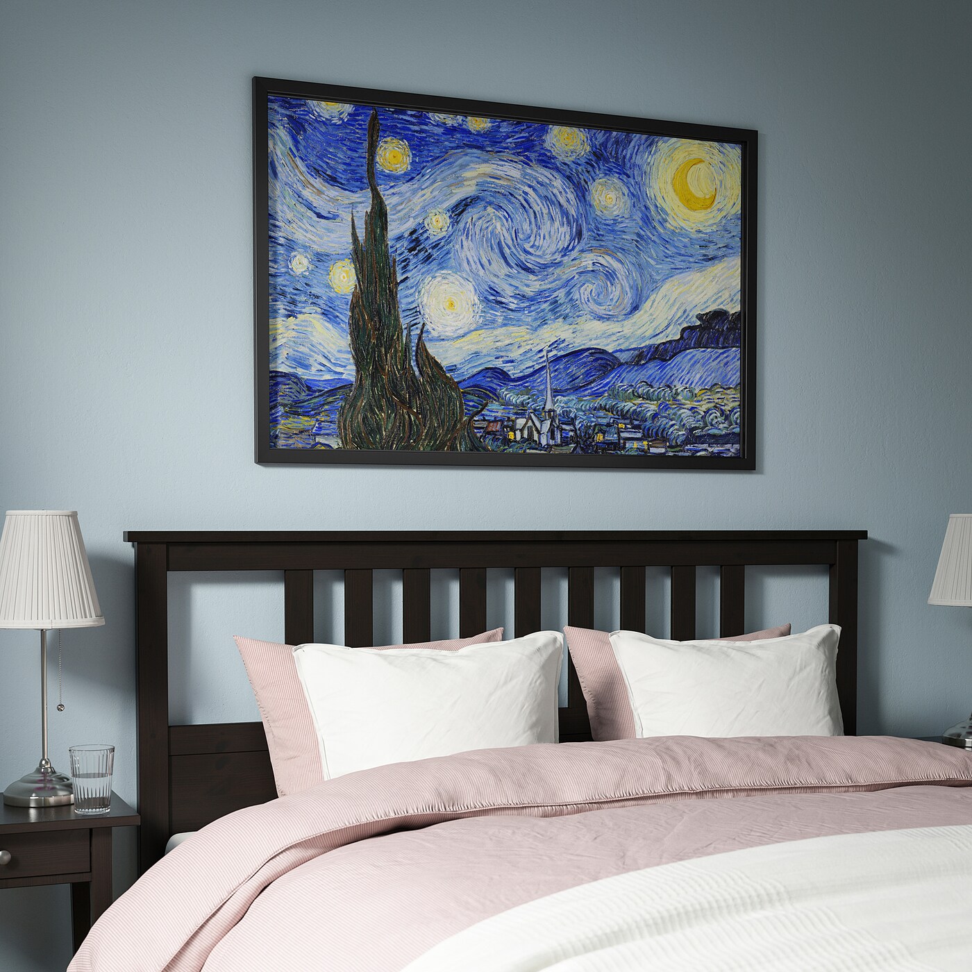 BJÖRKSTA picture with frame Starry Night/black - IKEA