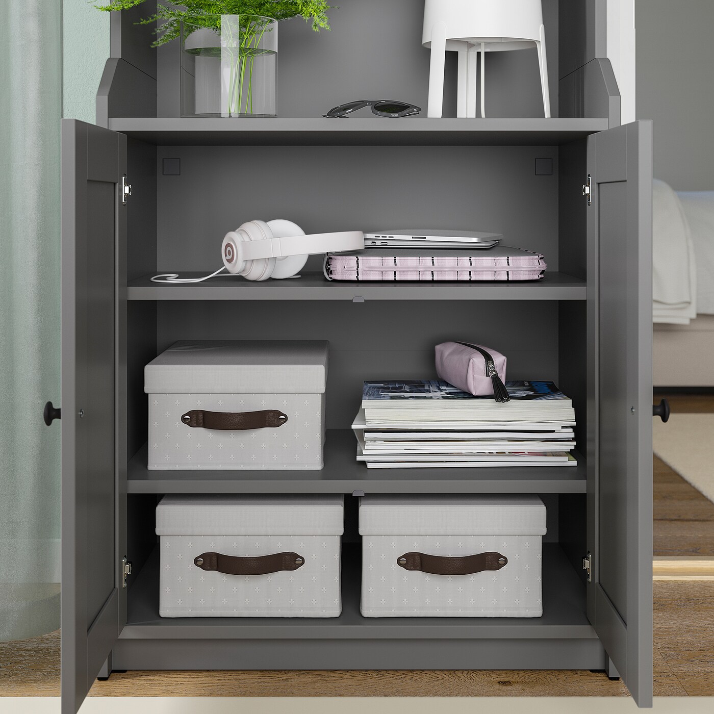 BLÄDDRARE box with lid grey/patterned - IKEA