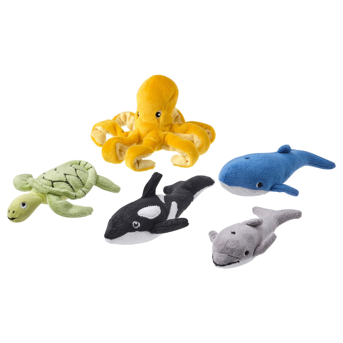 デザイナーズトイ　5点 BLÅVINGAD 5-piece soft toy set ocean animals/mixed colours