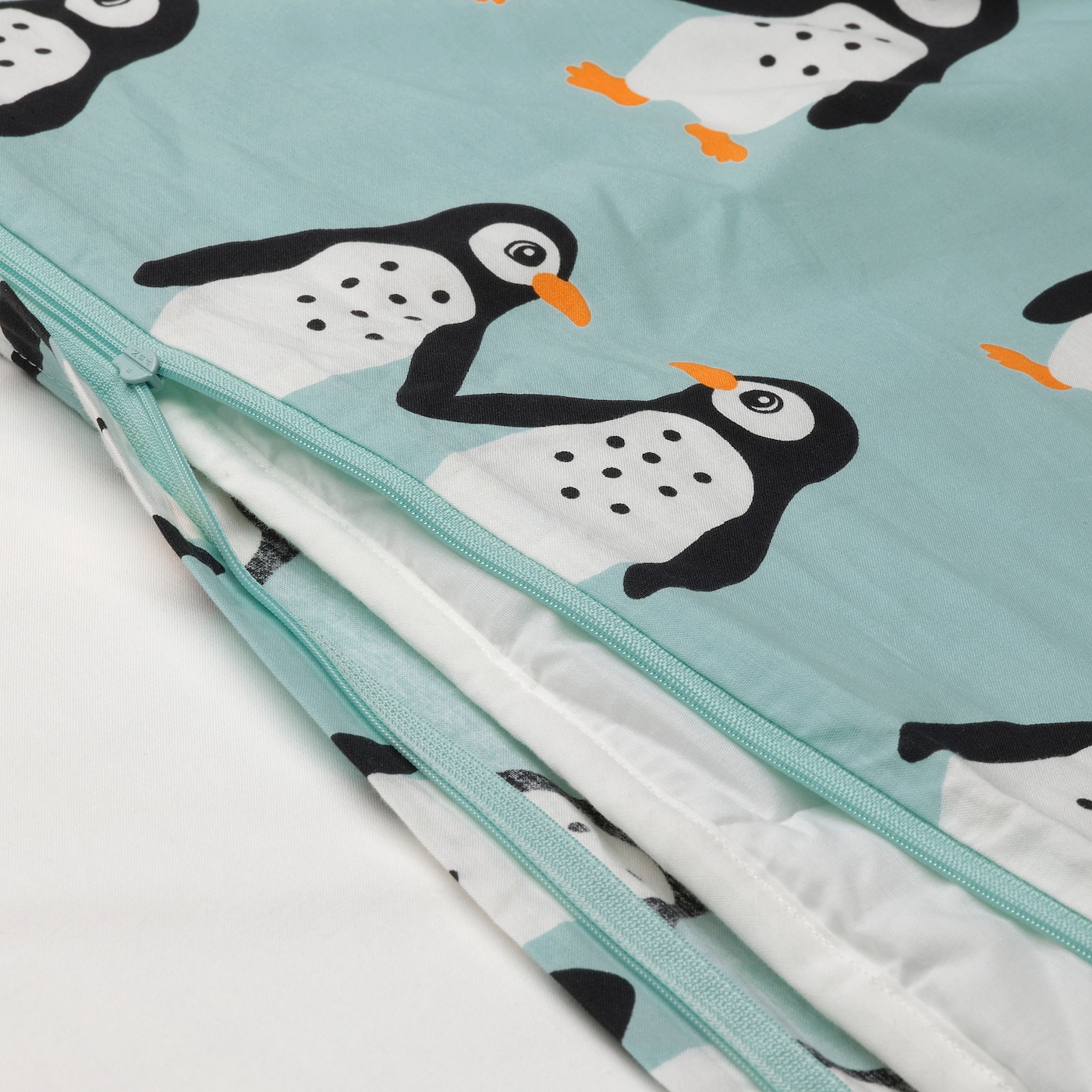 画材 Penguin Bib BLÅVINGAD duvet cover and pillowcase penguin pattern/light