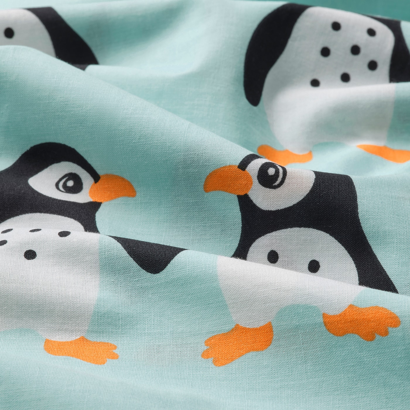 BLÅVINGAD duvet cover and pillowcase penguin pattern/light