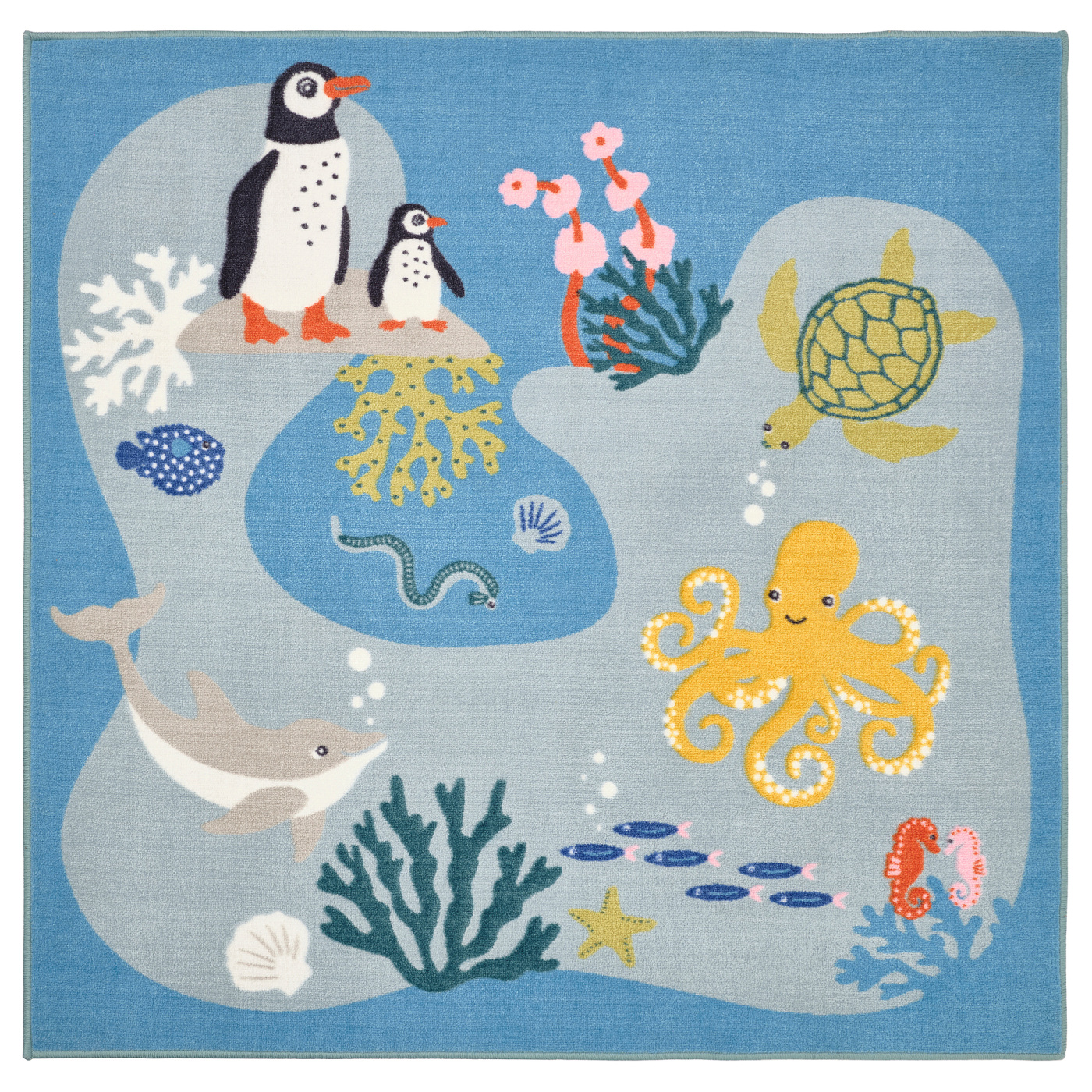 BLÅVINGAD rug ocean animals pattern/multicolour - IKEA