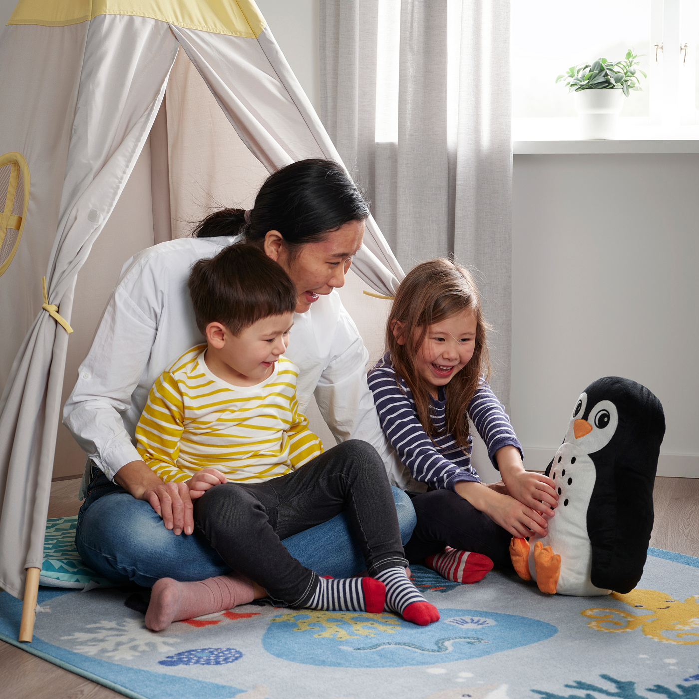 BLÅVINGAD rug ocean animals pattern/multicolour - IKEA