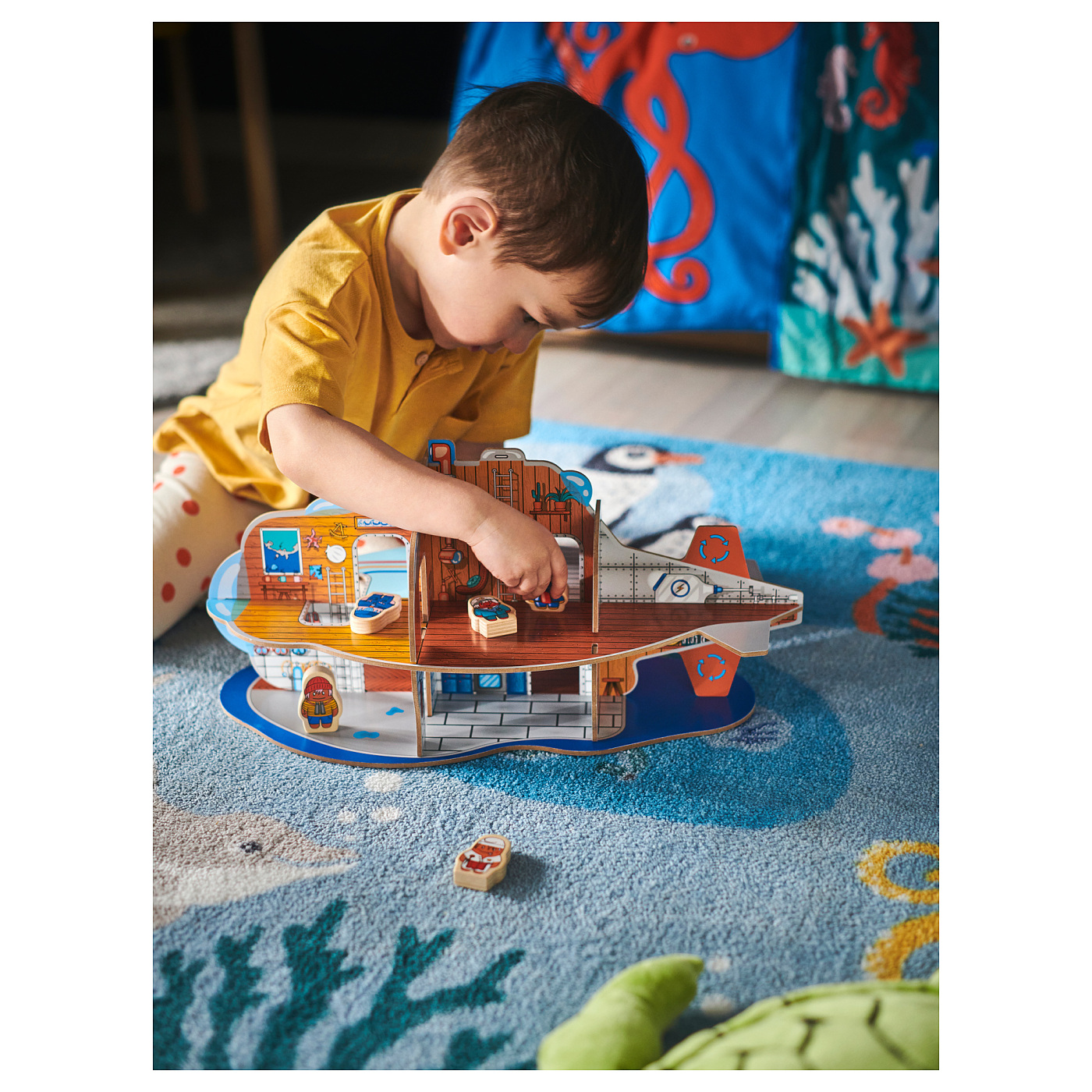 BLÅVINGAD rug ocean animals pattern/multicolour - IKEA