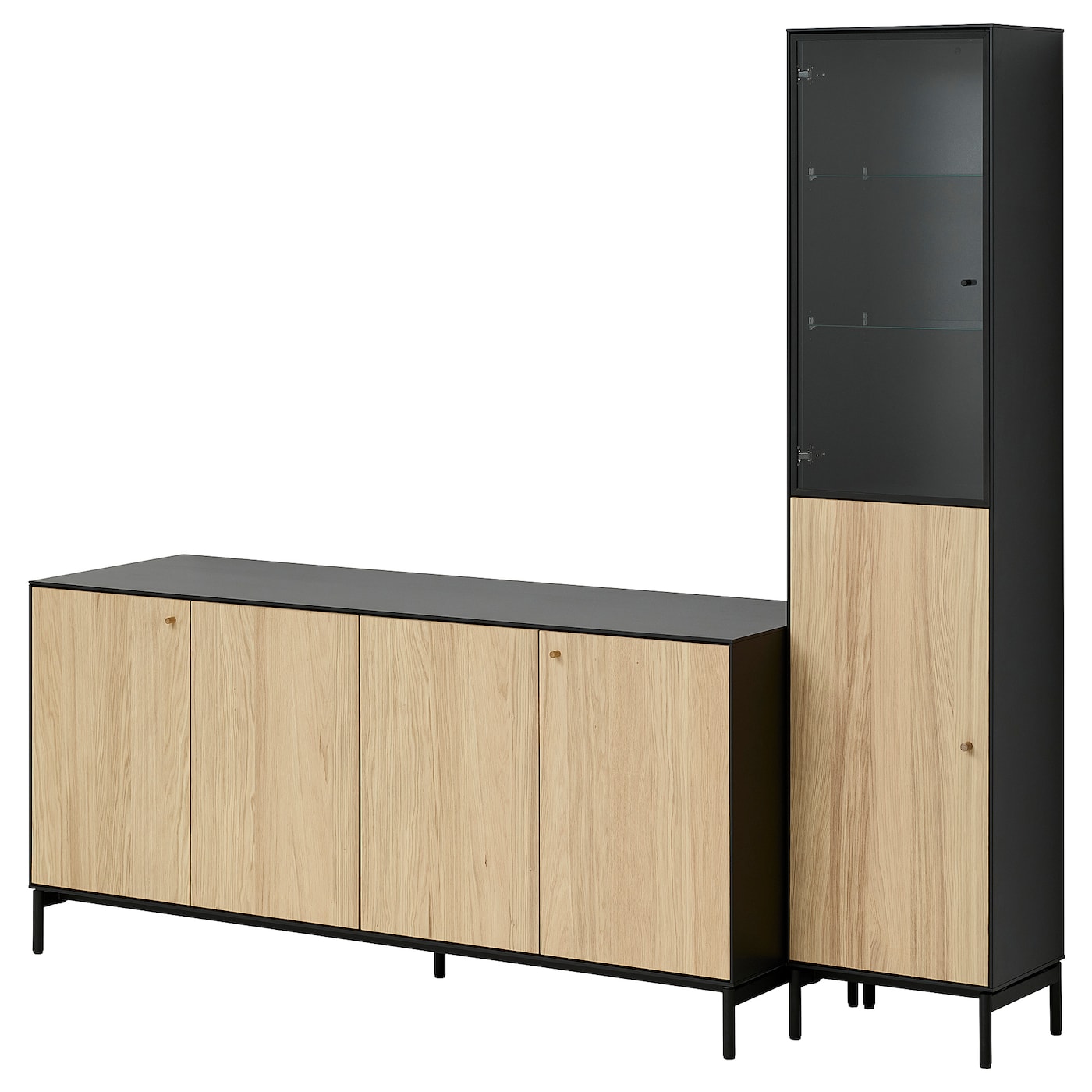 BOASTAD storage combination black/oak veneer - IKEA