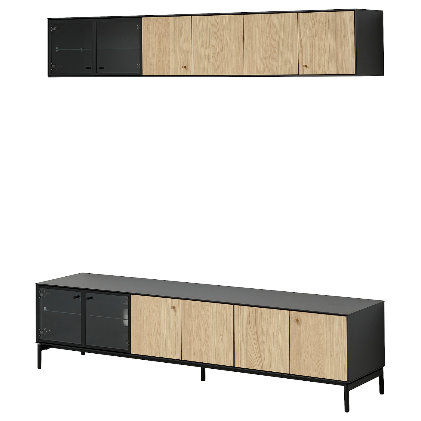 BOASTAD TV storage combination black/oak veneer - IKEA