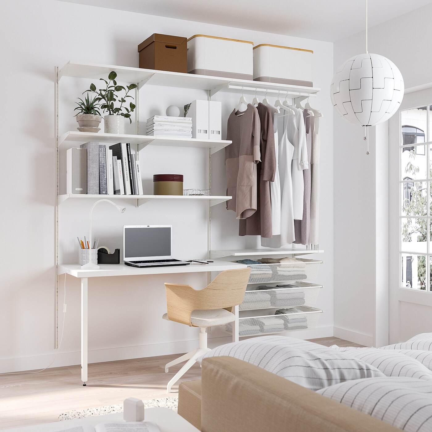 BOAXEL / LAGKAPTEN wardrobe combination with table top white