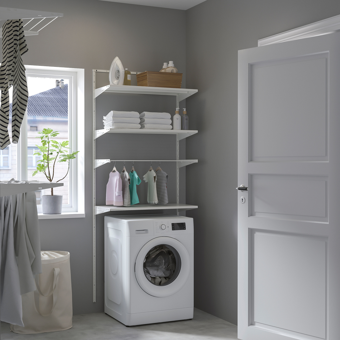 BOAXEL laundry combination white/metal - IKEA