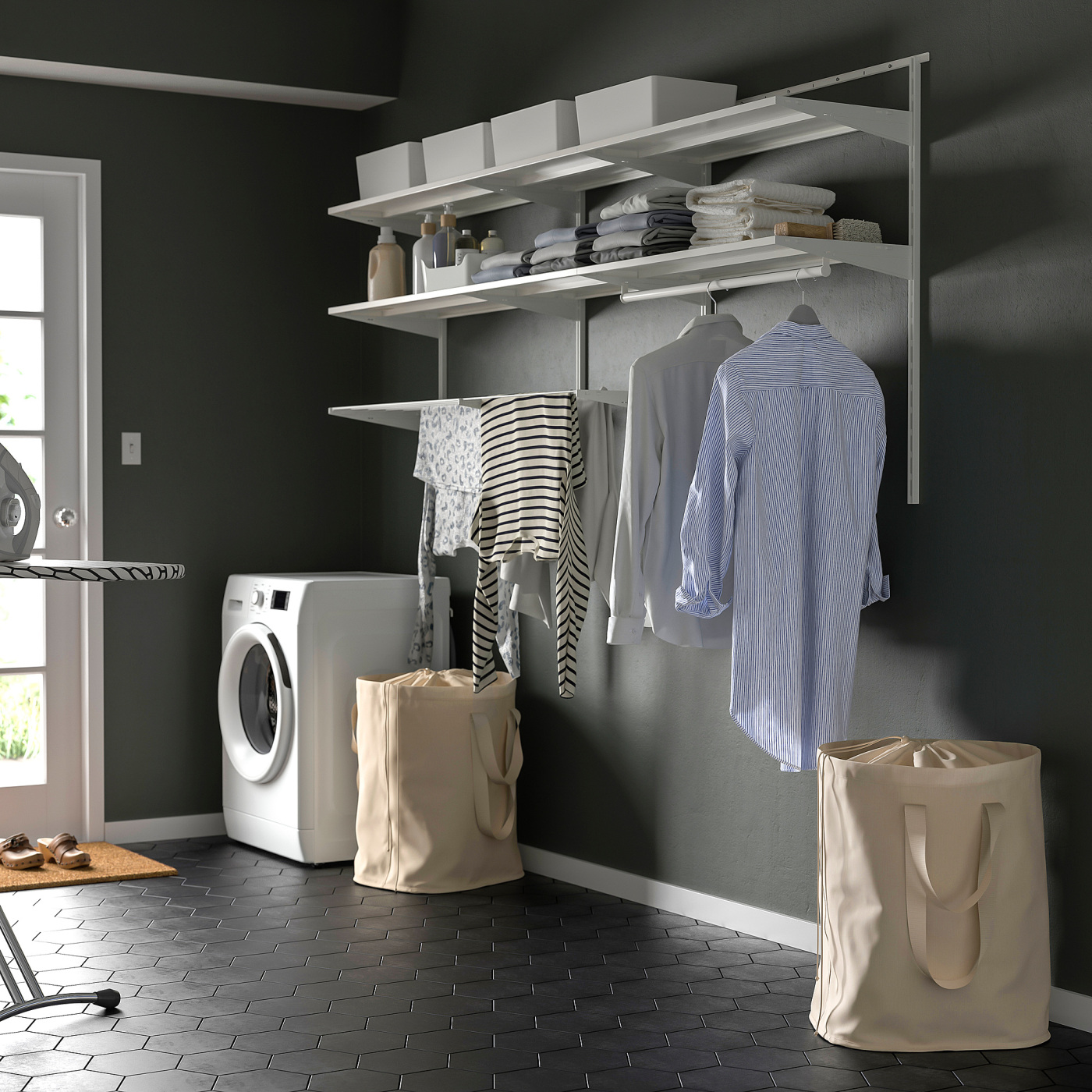 BOAXEL laundry combination white/metal - IKEA