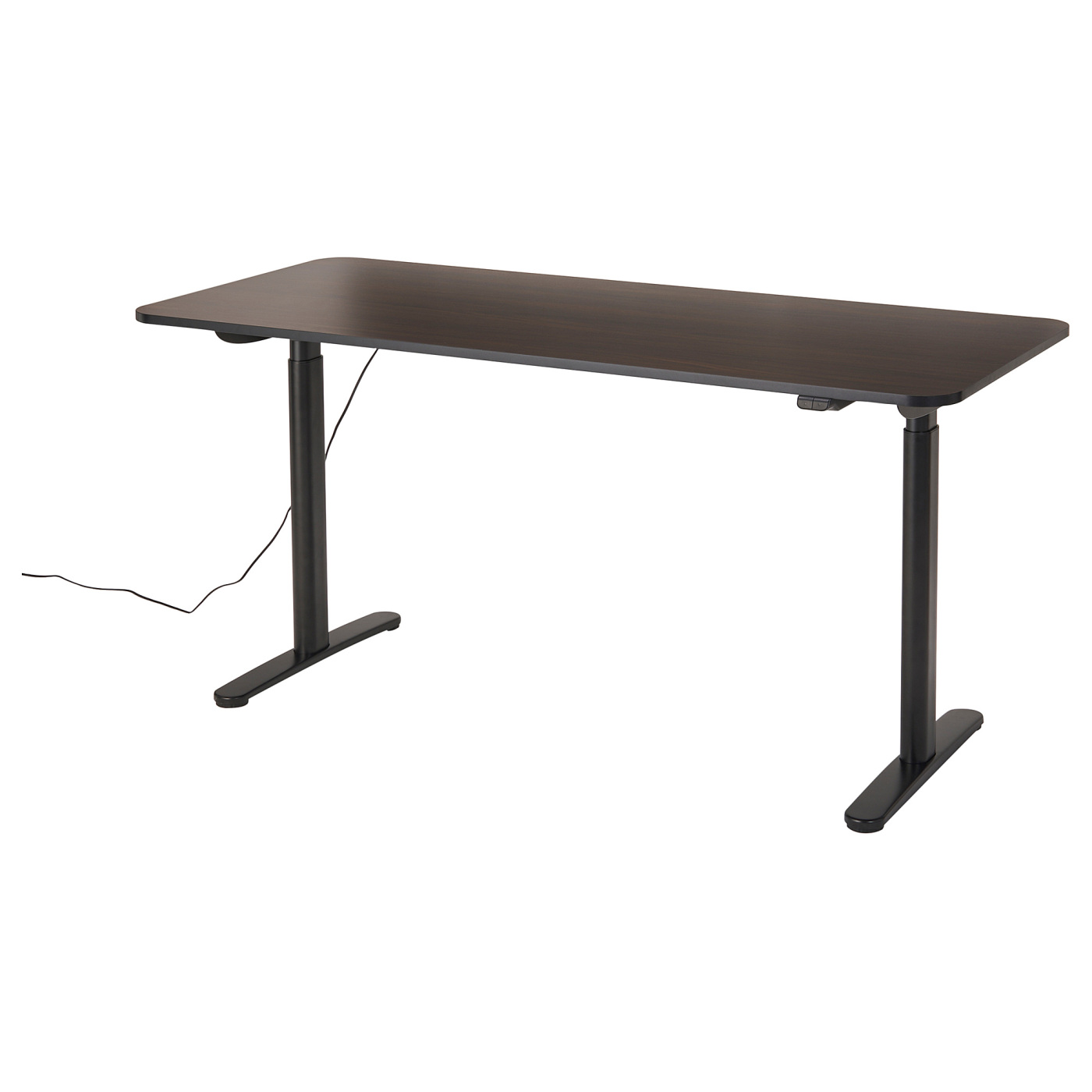 BOLLSIDAN desk sit/stand electric walnut effect/black - IKEA
