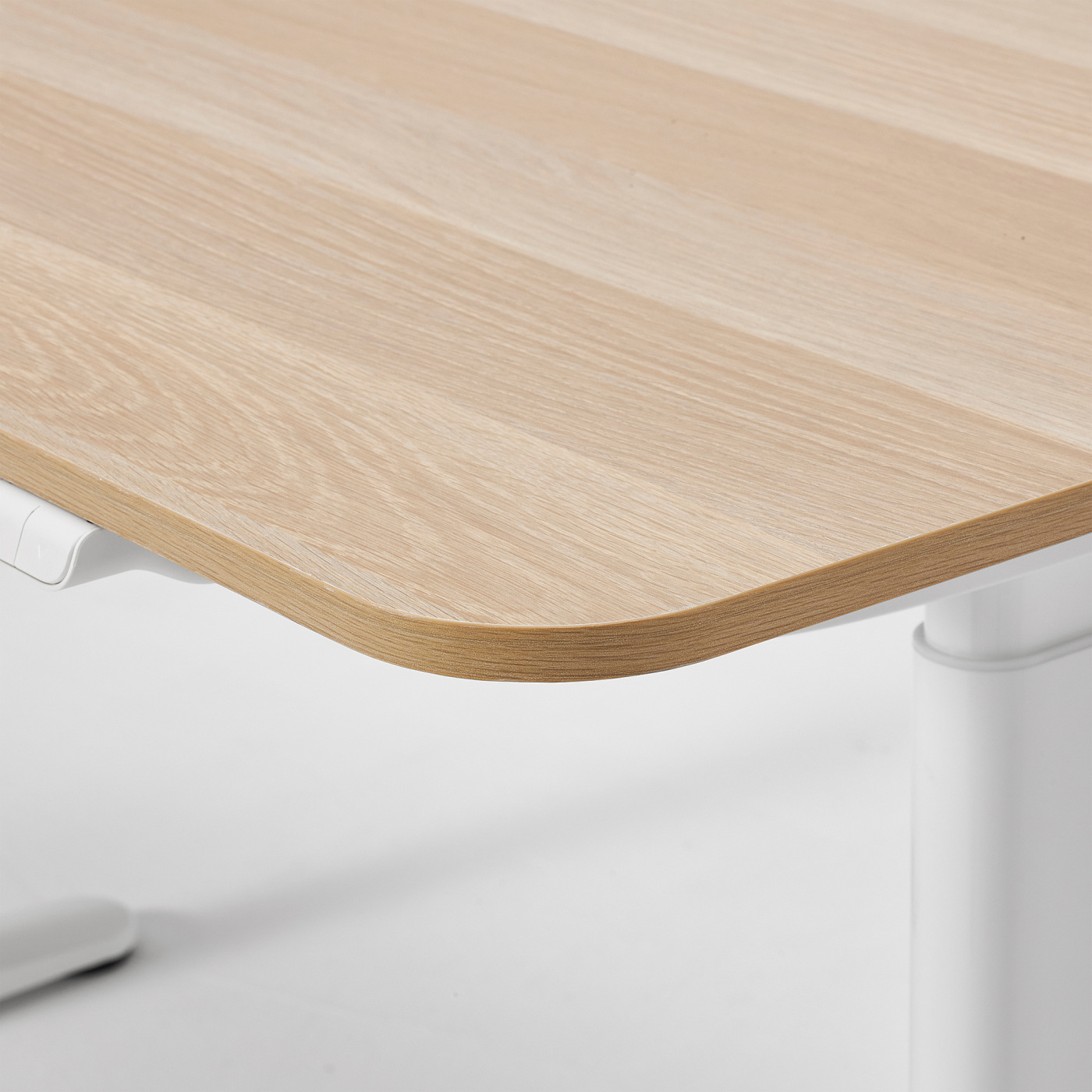 BOLLSIDAN desk sit/stand electric white stained oak effect/white