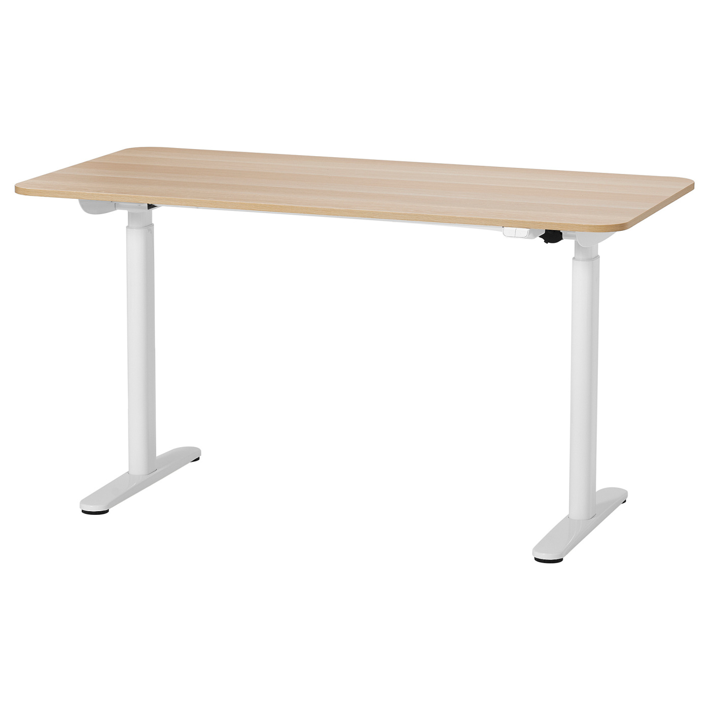 BOLLSIDAN desk sit/stand electric white stained oak effect/white