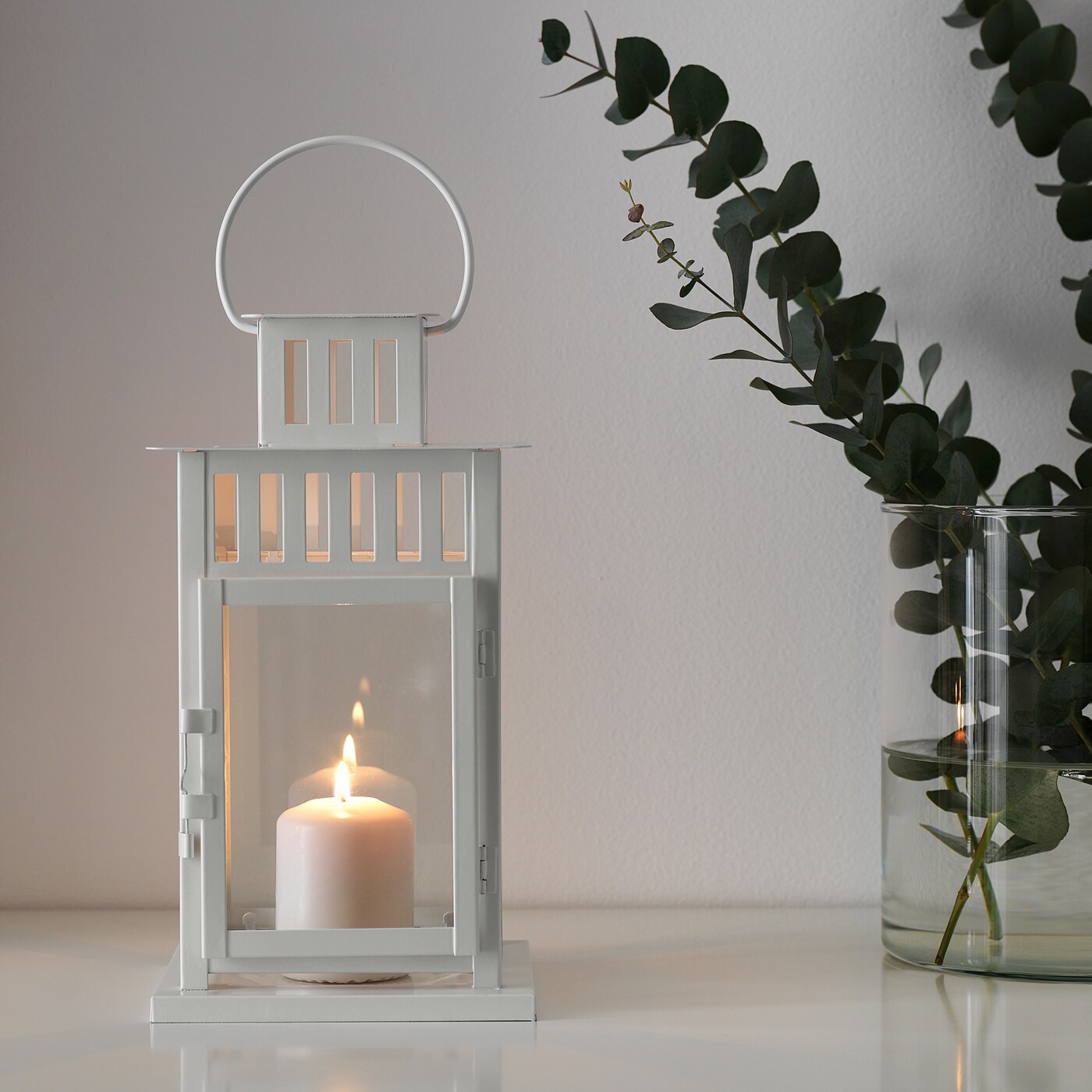 BORRBY lantern for block candle in/outdoor white - IKEA