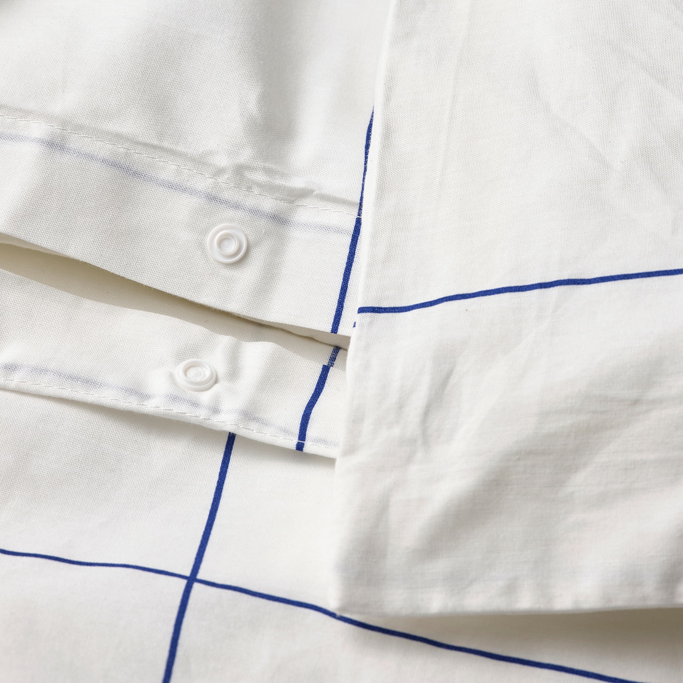 BREDVECKLARE duvet cover and 2 pillowcases white blue/check IKEA