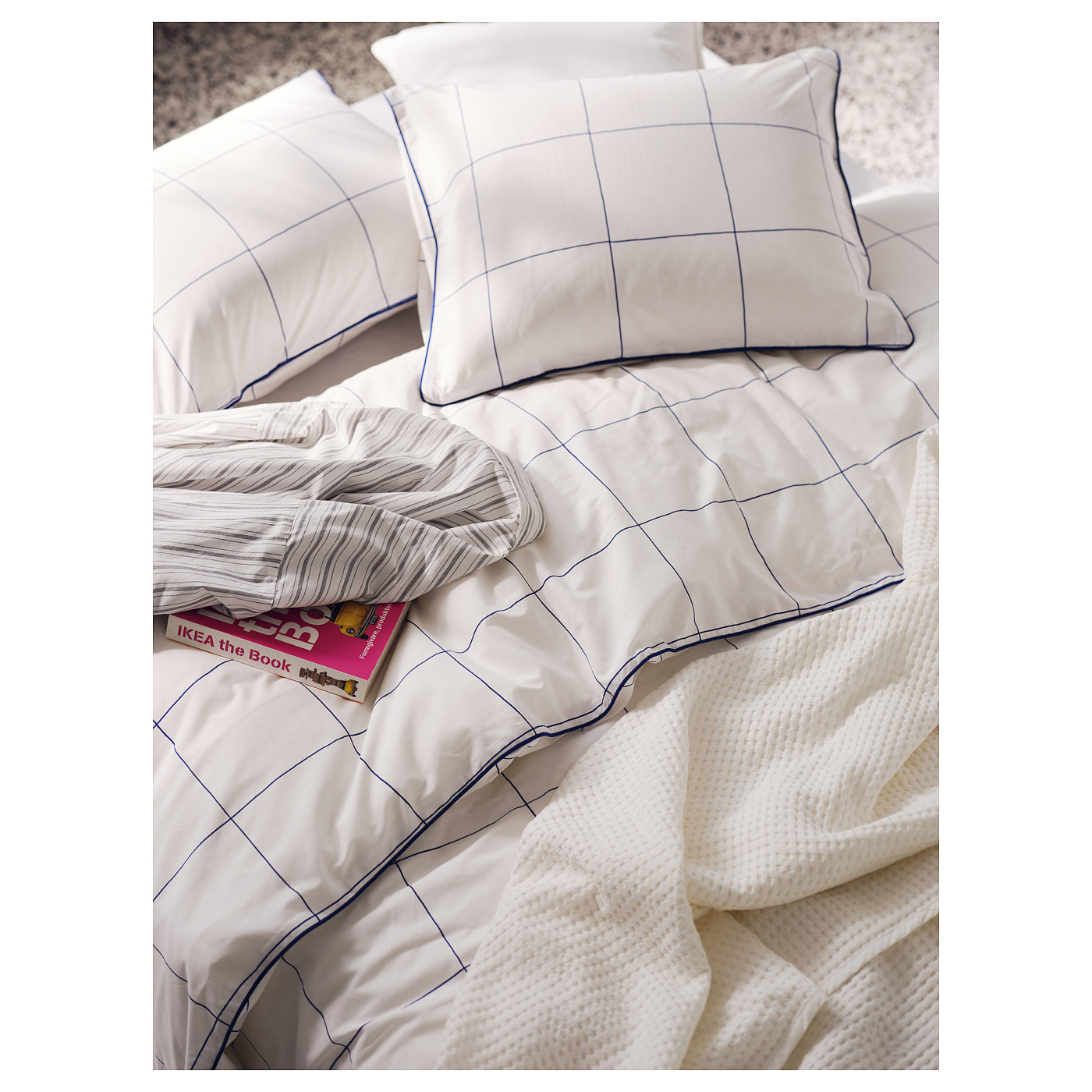 BREDVECKLARE IKEA シーツ シングル カバーセット BREDVECKLARE duvet cover and pillowcase white blue/check - IKEA