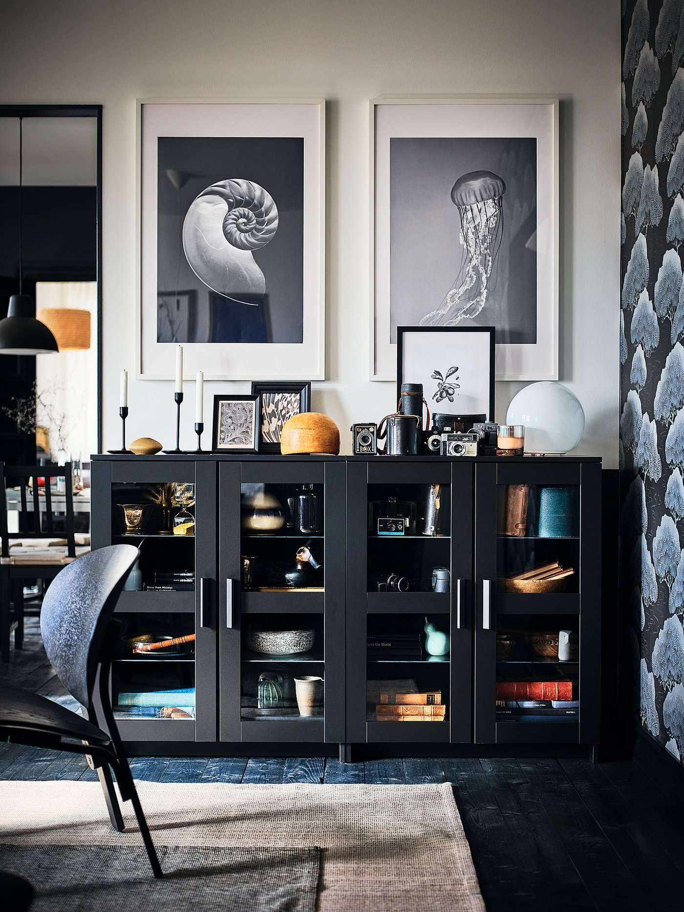 IKEA BRIMNES ブリムネス　キャビネット　黒 BRIMNES cabinet with doors glass/black - IKEA