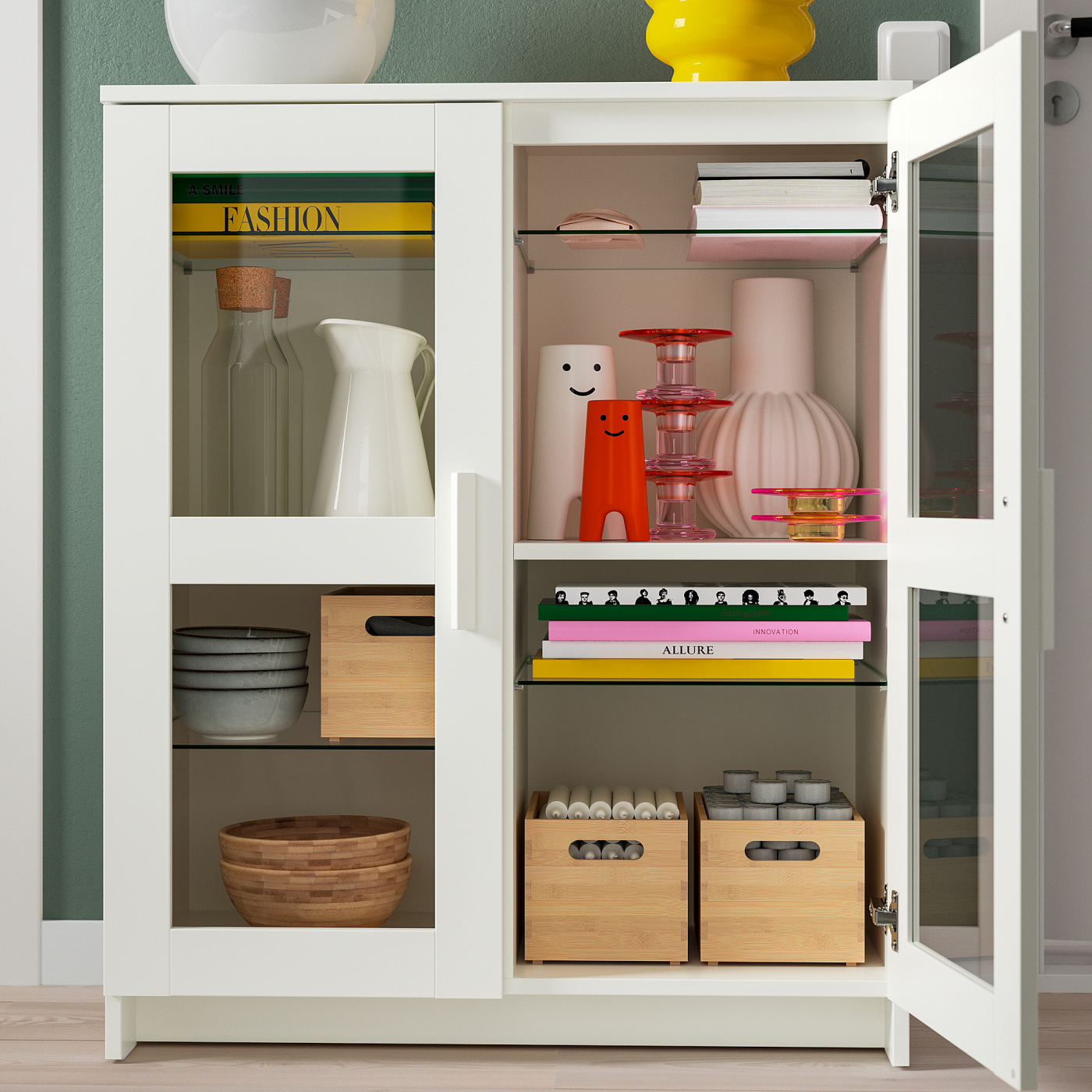 BRIMNES cabinet with doors glass/white - IKEA