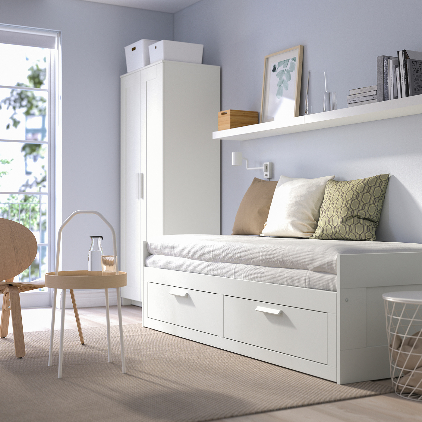 BRIMNES day-bed frame with 2 drawers white - IKEA