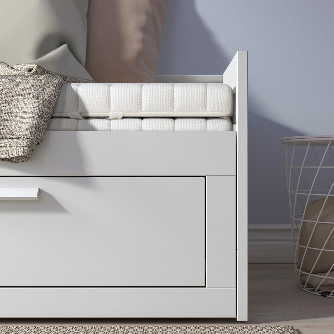 BRIMNES day-bed w 2 drawers/2 mattresses white/Ånnfjället super