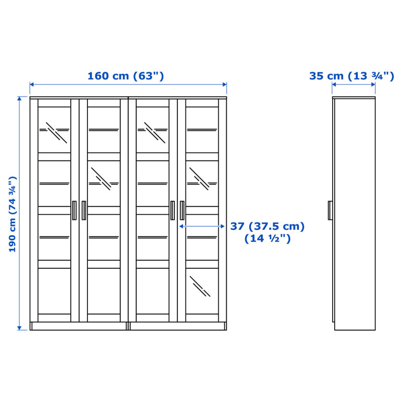 BRIMNES storage combination w glass doors black - IKEA