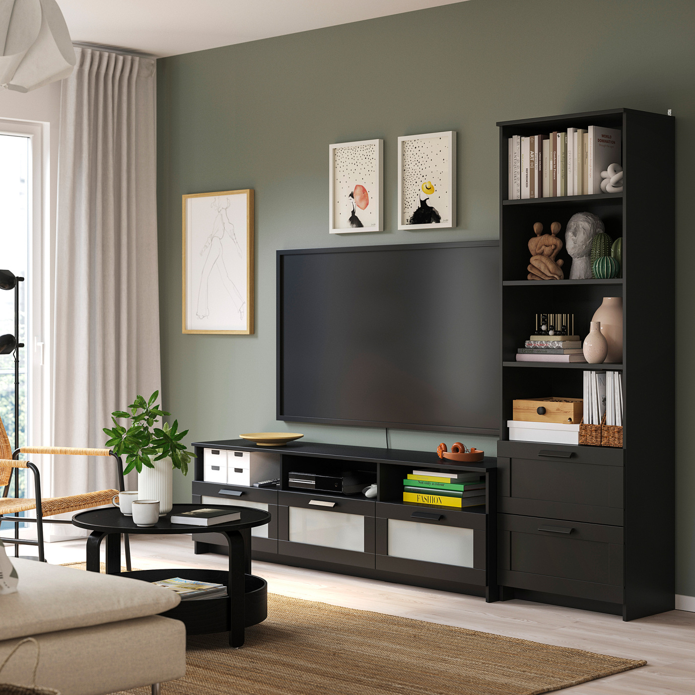 BRIMNES TV storage combination black - IKEA