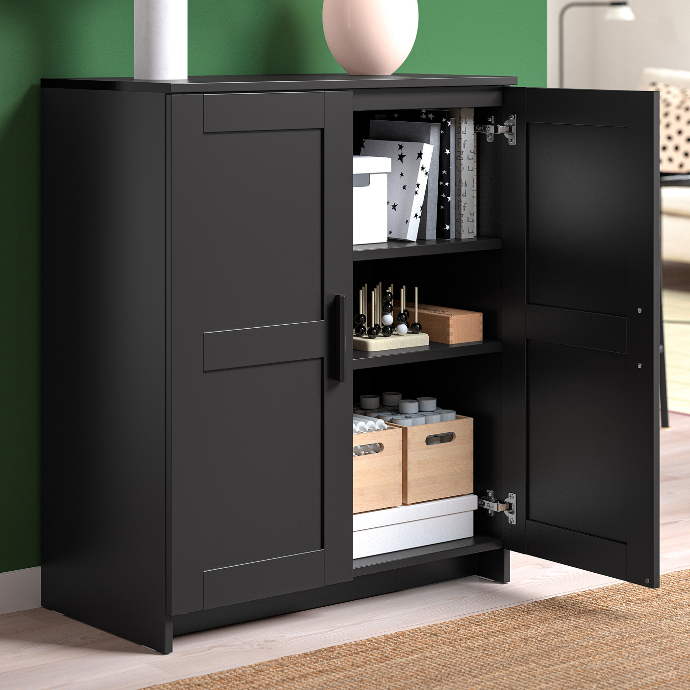 BRIMNES TV storage combination/glass doors black - IKEA