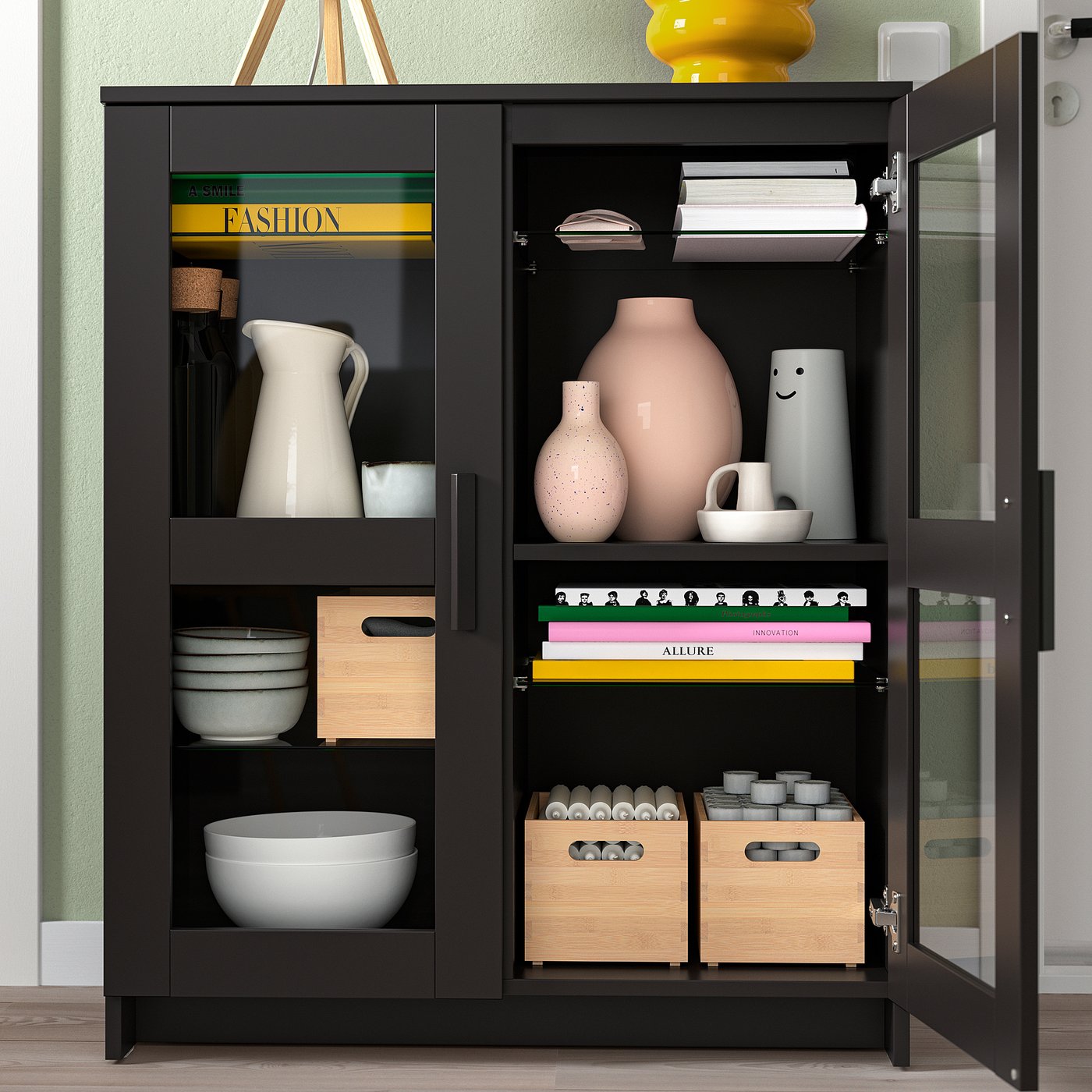 BRIMNES TV storage combination/glass doors black - IKEA