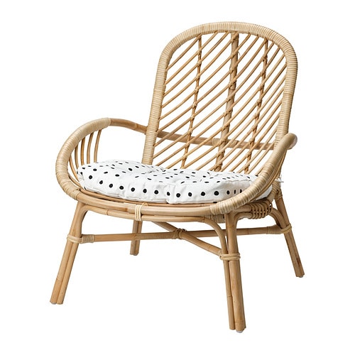 NILSOVE / NORNA chair with chair pad rattan white/Laila