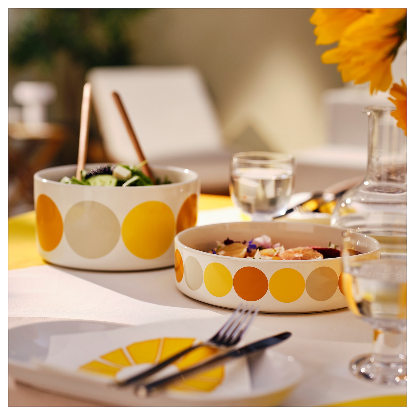BRÖGGAN bowl dot pattern white/yellow - IKEA