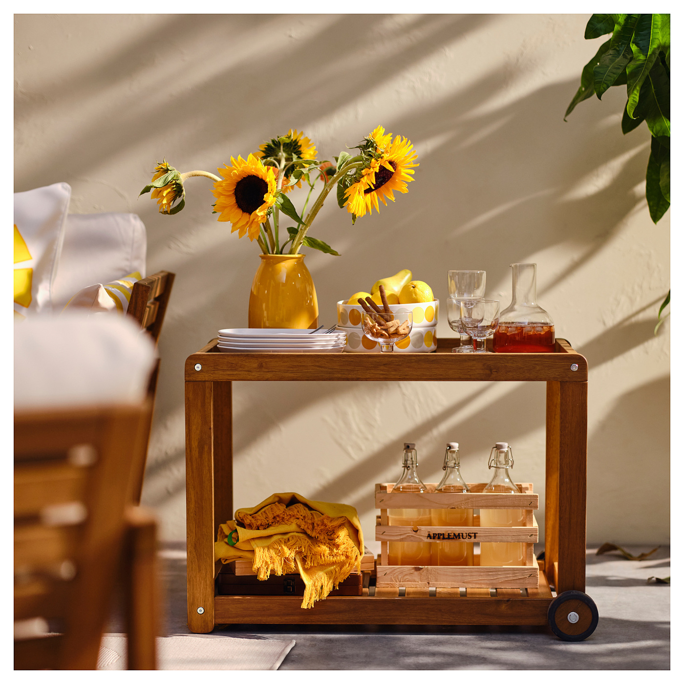 BRÖGGAN trolley, outdoor acacia light brown stained - IKEA