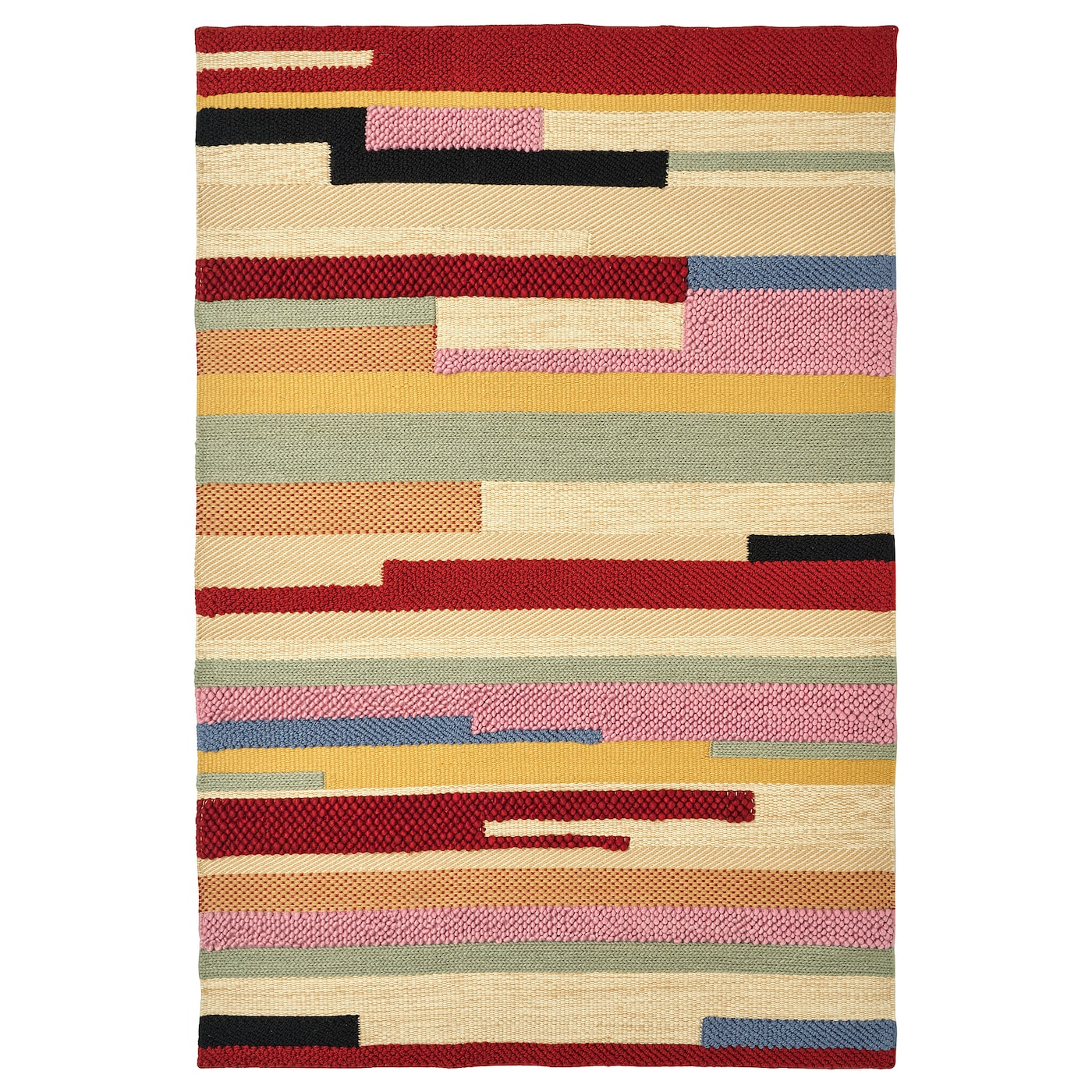 IKEA ウールラグBRONDEN 133×195 BRÖNDEN rug, low pile handmade multicolour/red - IKEA