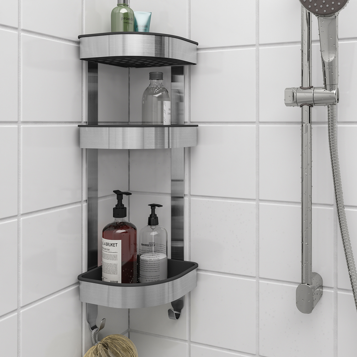 IKEA ラック BROGRUND corner wall shelf unit stainless steel - IKEA